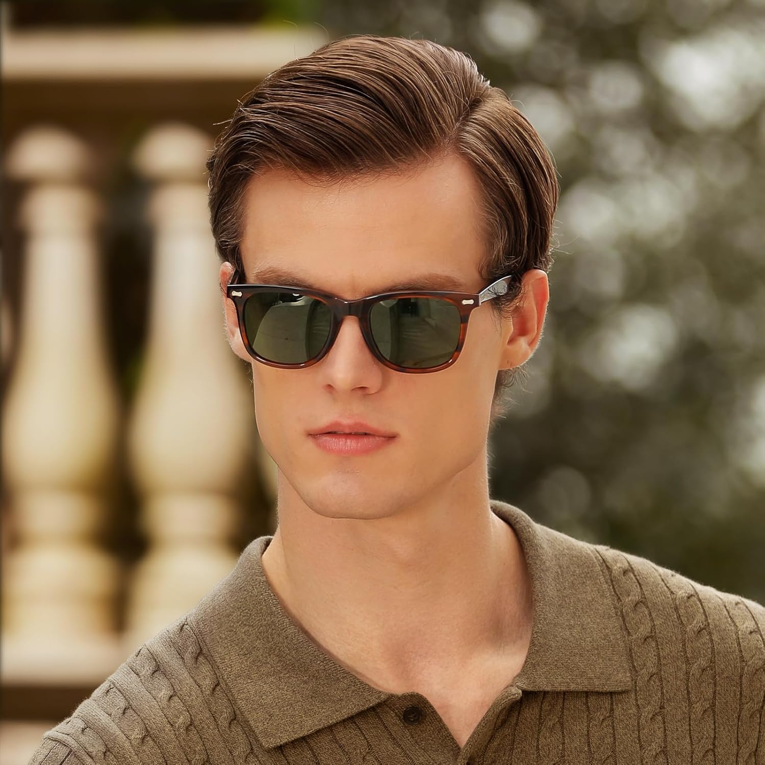 CARFIA Thick Polarized Sunglasses for Men UV400 Protection, Retro Square Hand-crafted Acetate Driving Shades CA5356 - Image 4