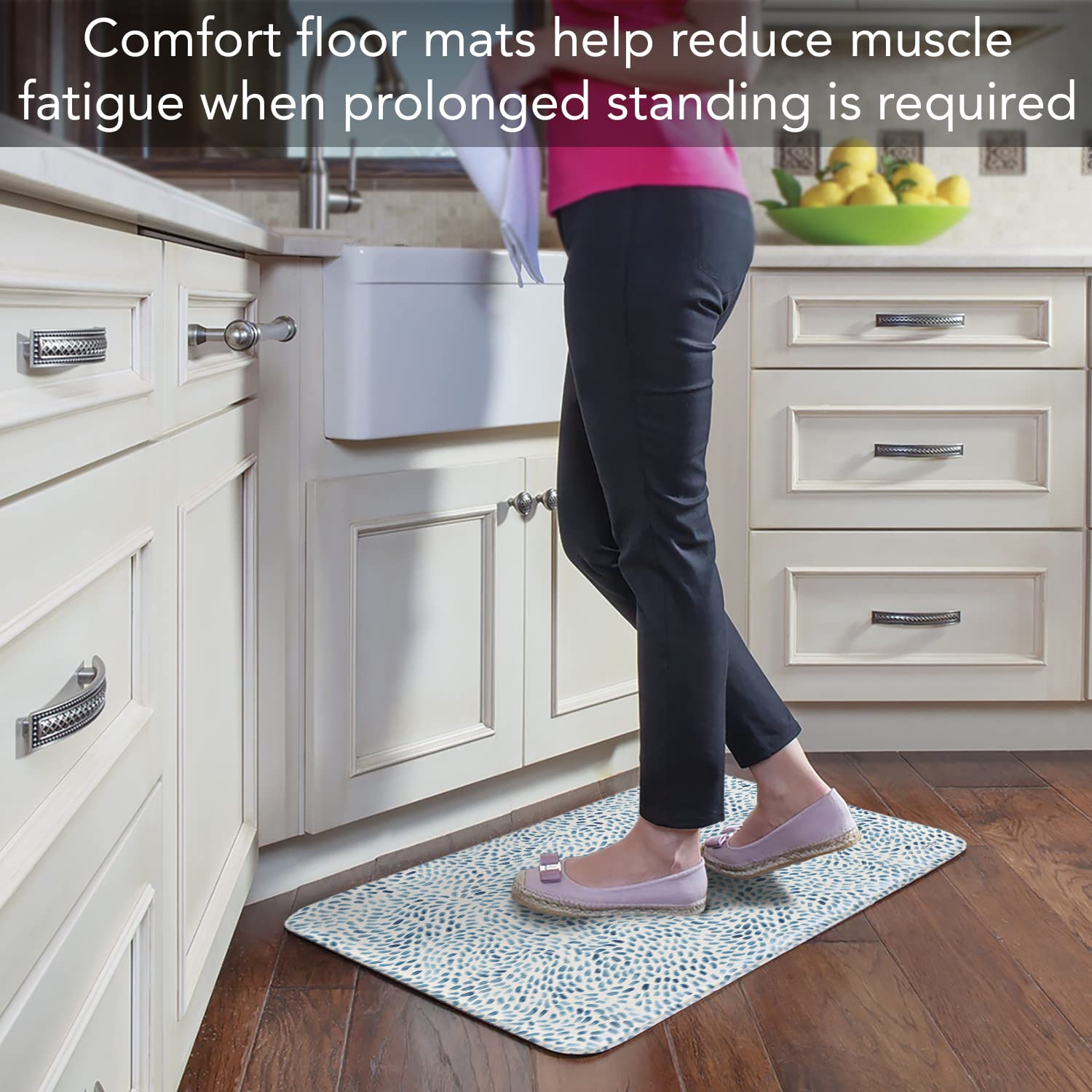 CounterArt Drift Marks 30” x 20” Decorative Vinyl Comfort Floor Mat Manufactured in The USA, Waterproof, Reduces Muscle Fatigue, Easy to Clean