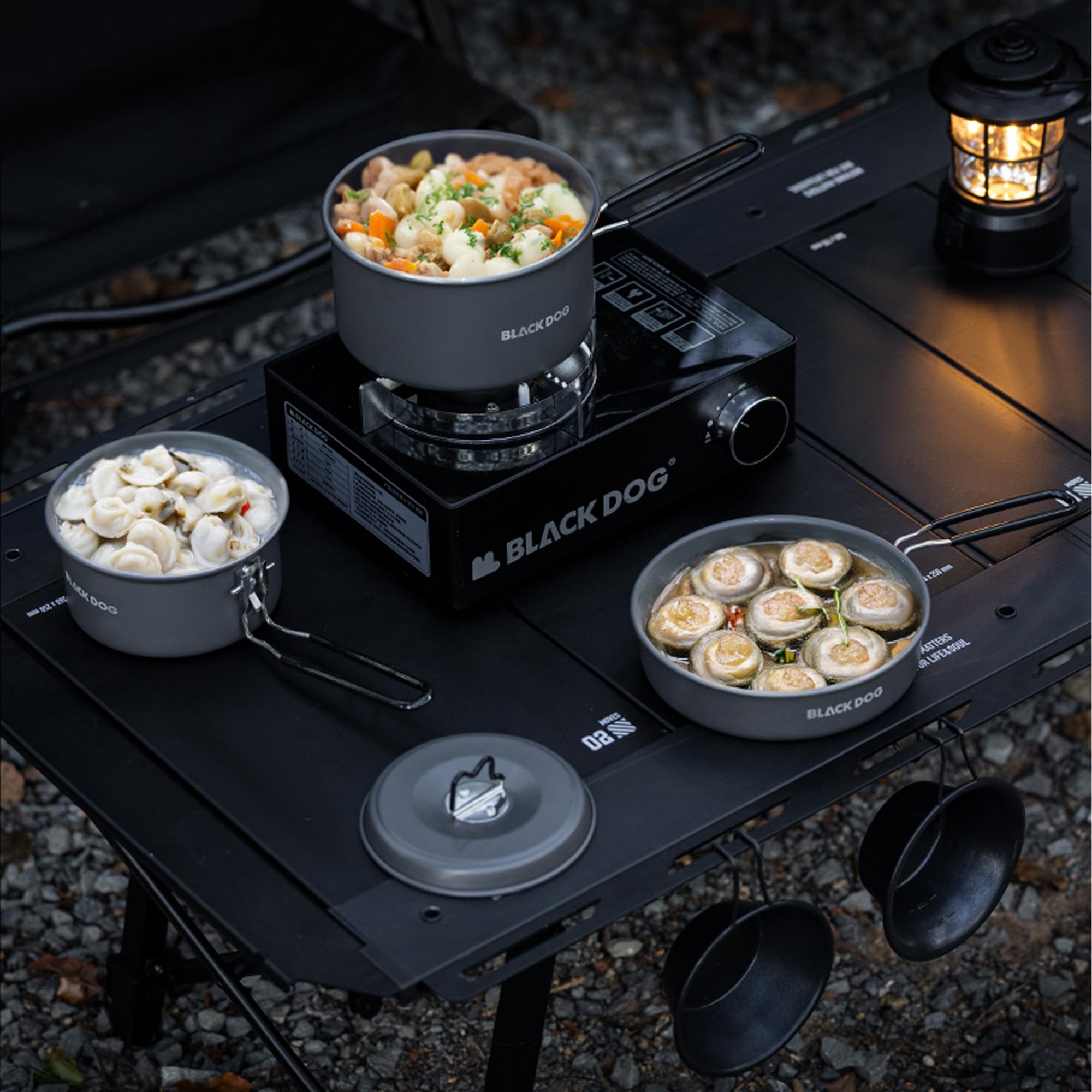Naturehike Blackdog Ultraleichtes Camping-Kochgeschirr-Set – 3-teiliges kompaktes Nisttopf- und Pfannen-Set, 0,6 kg Aluminium, Camping-Kochset für Rucksackreisen, Herd, 2–4 Personen, Outdoor, Camping