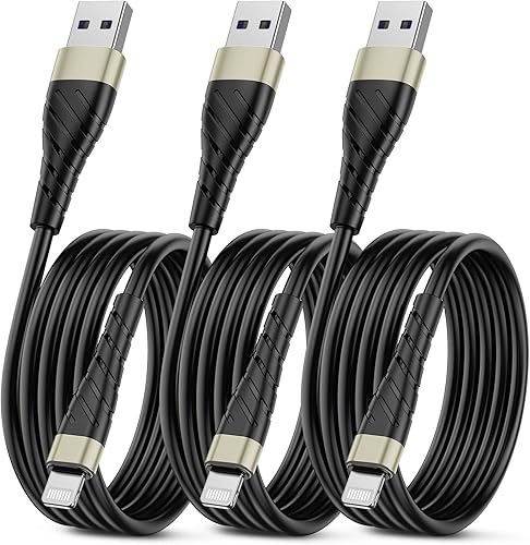 Miniatura 29 de OIITH Paquete de 3 cables de carga para iPhone con certificación MFi de Apple, cable de carga largo Lightning de 6 pies, cable USB rápido de 2.4 A