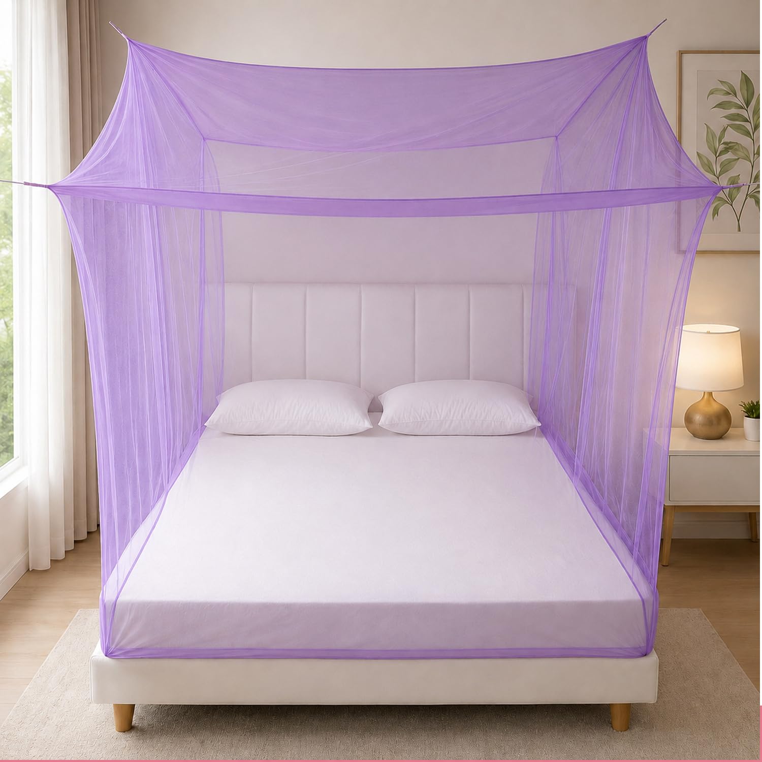 BENAVJI Foldable Machardani Single Bed | Pure Cotton Mosquito net (Purple, 3.5FT X 6FT) | Strong, Breathable, Lightweight, Portable & Ideal for Daily Usage | Full Protection for Home & Travel-image-46