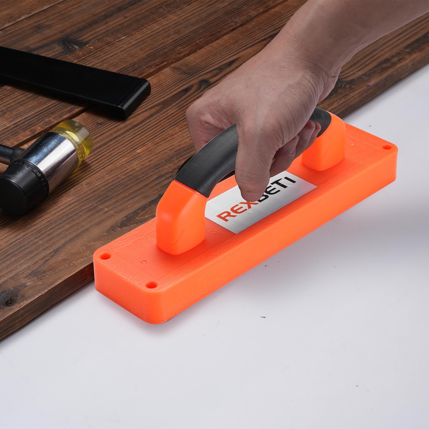 REXBETI Kit de instalación de suelos de madera laminada de 43 piezas con 40 espaciadores, bloque de roscado mejorado, barra de tracción resistente y mazo de alta resistencia de 1 3/8 pulgadas de