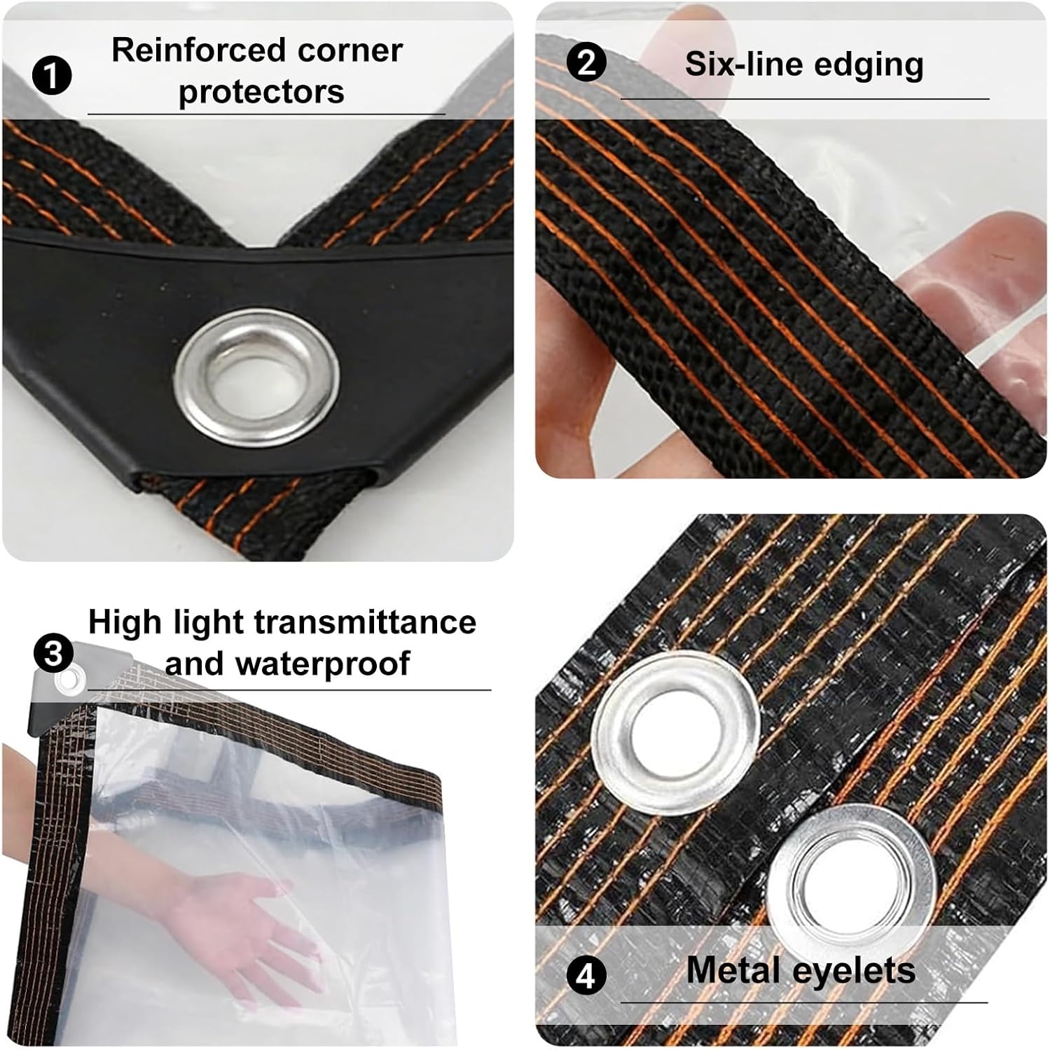 Clear Tarp Waterproof Tarps Heavy Duty Clear Vinyl Tarps, Plastic Tarp with Grommets Chicken Coop Cover Waterproof Transparent Tarpaulin for Pergola, Porch, Gazebos(1.5x9m/4.9x29.5ft)