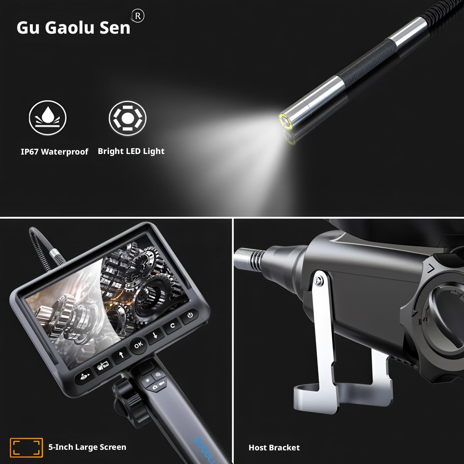 BorescopeGL-500L Inspection camera Endoscope 8.5mm 5M Dual Lens 1080P