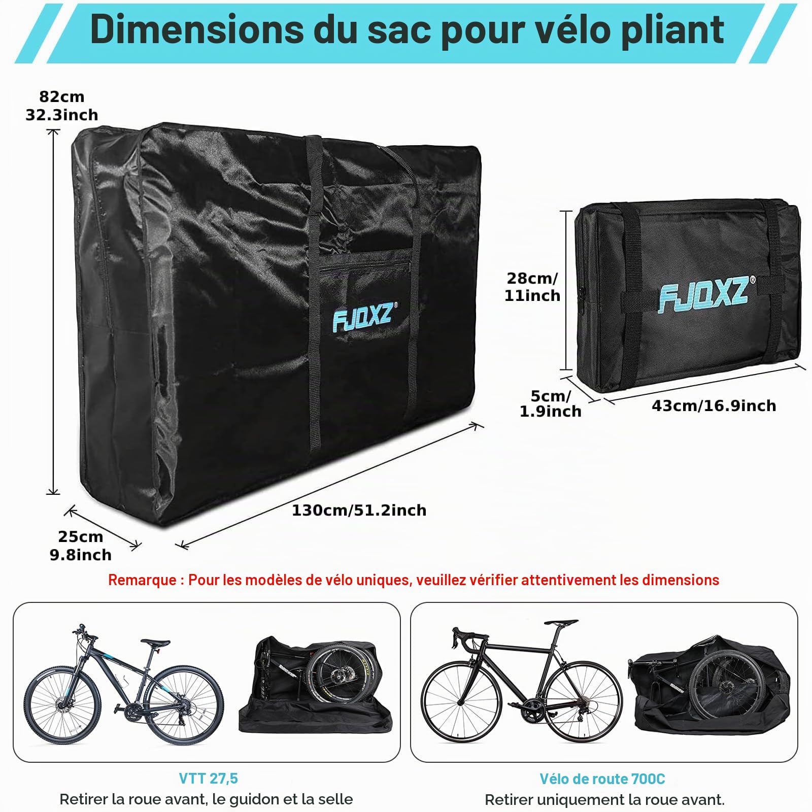 BAIGIO Sac de Transport Vélo, Grand Housse de Velo Pliant, Pour VTT/Route/Trotinette Electrique, Pour Voyager en Train Avion2