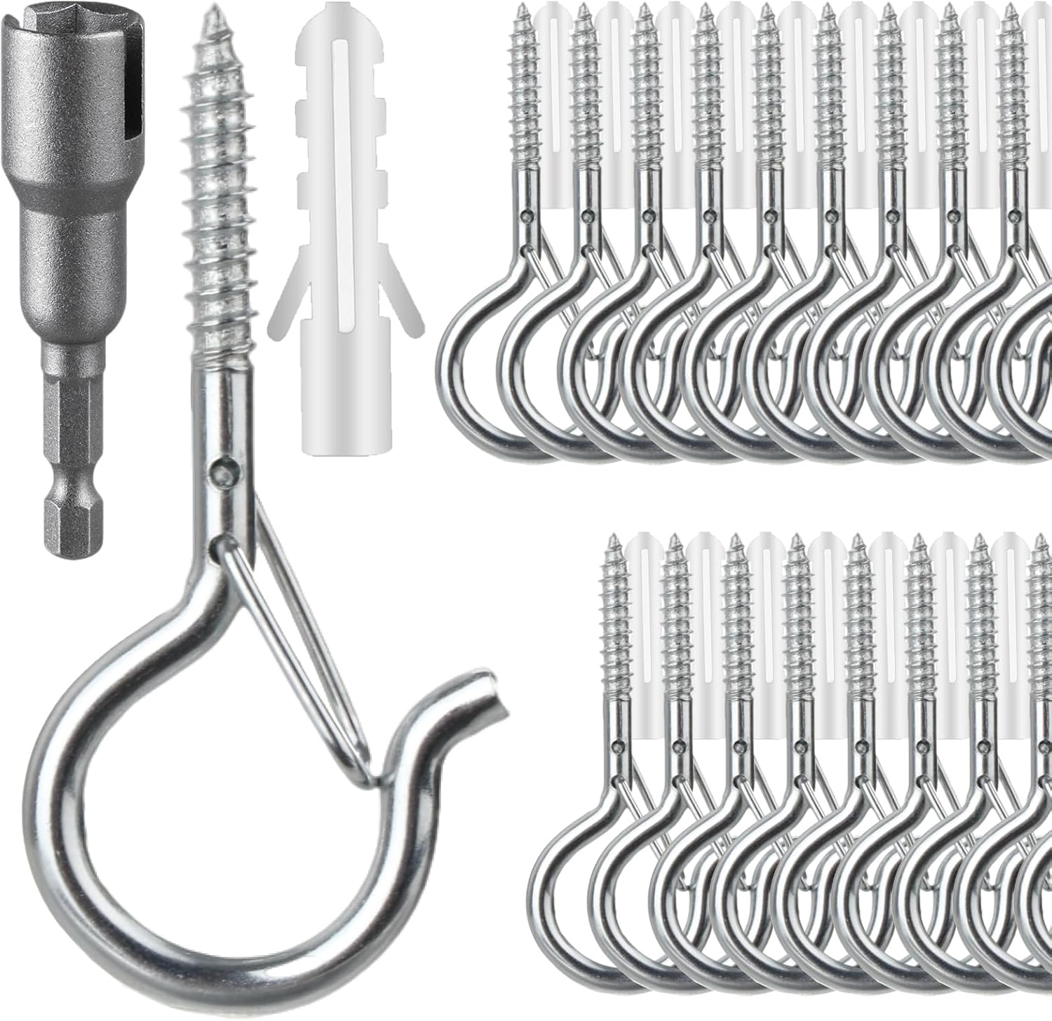 FSAH 24 PCS QHanger Hooks, Screw Hooks for Outdoor String
