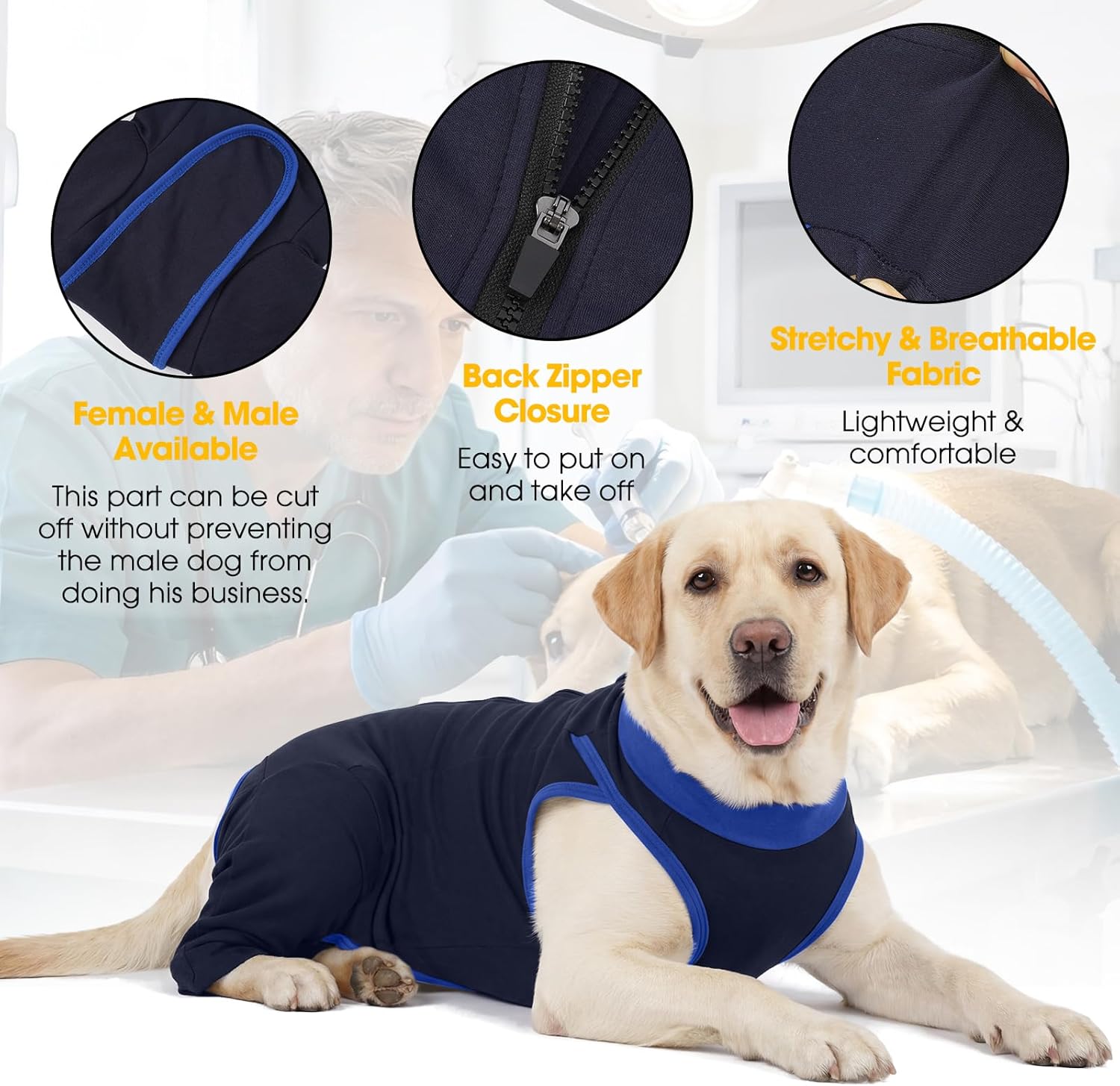 LeLePet Dog Recovery Suit for Rear Legs,Dog Pants to Prevent Licking,Lick Sleeve for Dogs Rear Legs Abdomen,Dogs Leg Sleeve to Stop Licking,Doggy Onesie for Surgery Female Male,Pet Cone Alternative