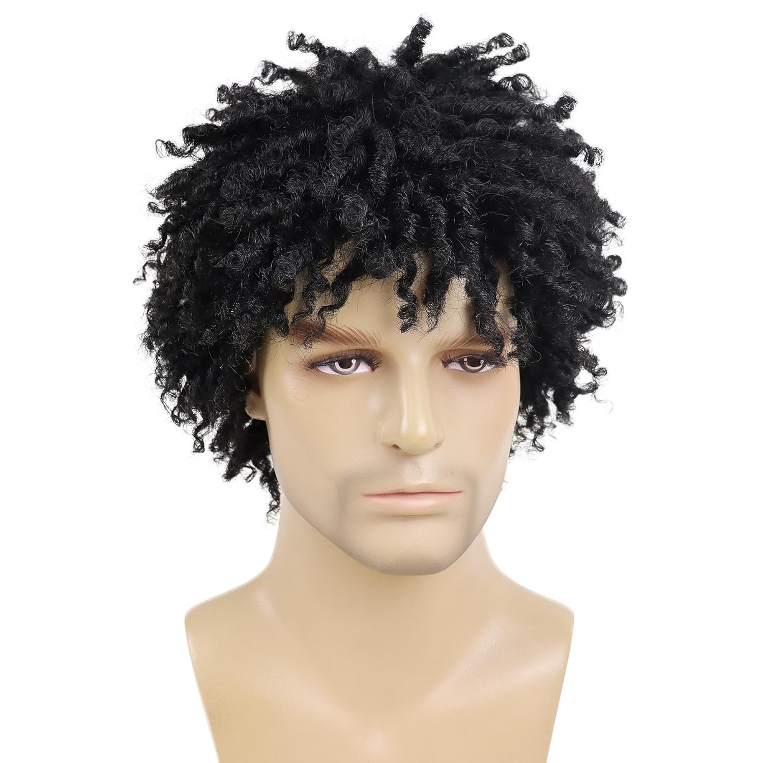 Black GNIMEGIL Black Dreadlock Wig Male Short Braided Wigs Fake Dreads Men Guys Natural Afro Synthetic Hair Braids Short Braid Wig - Faux Locs Boy Wigs Casual