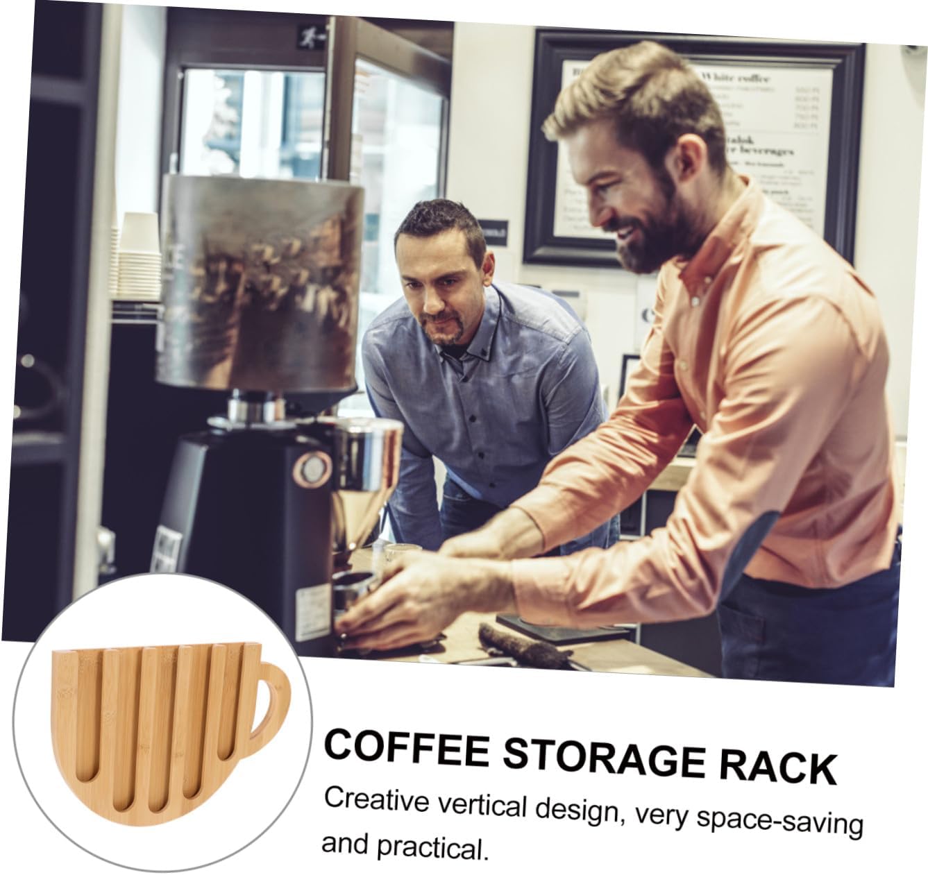 Hemobllo Wooden Vertical Coffee Capsule Organizer Rack Mug Shaped Design Space Saving Holder for Kitchen Countertop Coffee Pod Storage