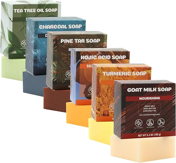 Rinse & Robust Mens Bar Soap Set 6Pcs Handmade Natural Soap Bar Gift for Men, Cleansing, Moisturizing & Exfoliating Soap for Body & Hands All Skin Types | 6 Scents | 5.3 oz of 6 Bars