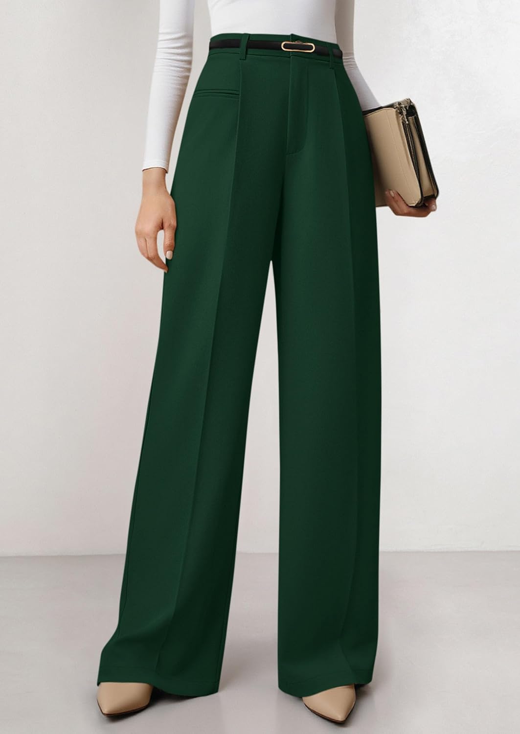 PRETTYGARDEN Womens Wide Leg Dress Pants 2026 Business Casual Flowy Work Palazzo Pants High Waisted Slacks Trousers
