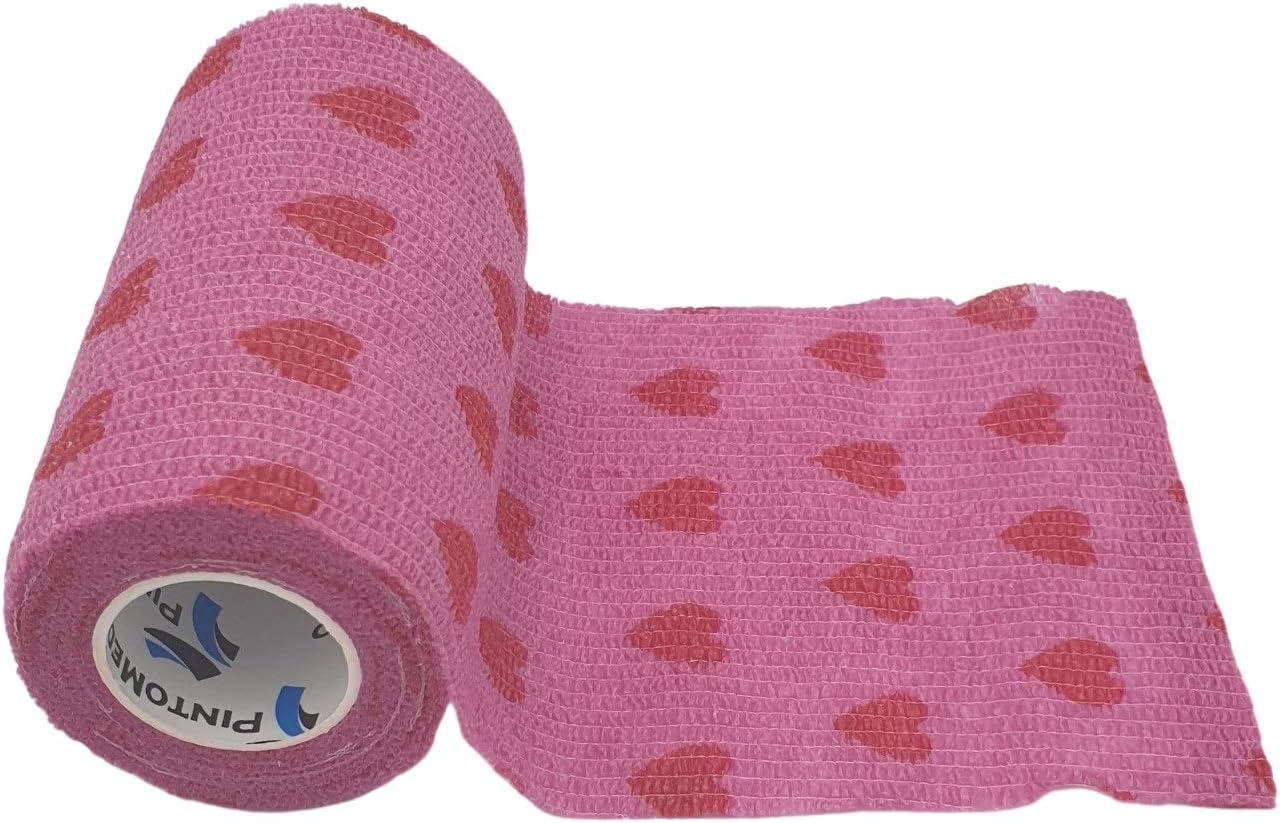 PintoMed, 6 x Pink & Hearts Draw x 10cm x 4.5m Cohesive Bandage Stretched, Self-Adhesive Flexible Bandages - Image 4