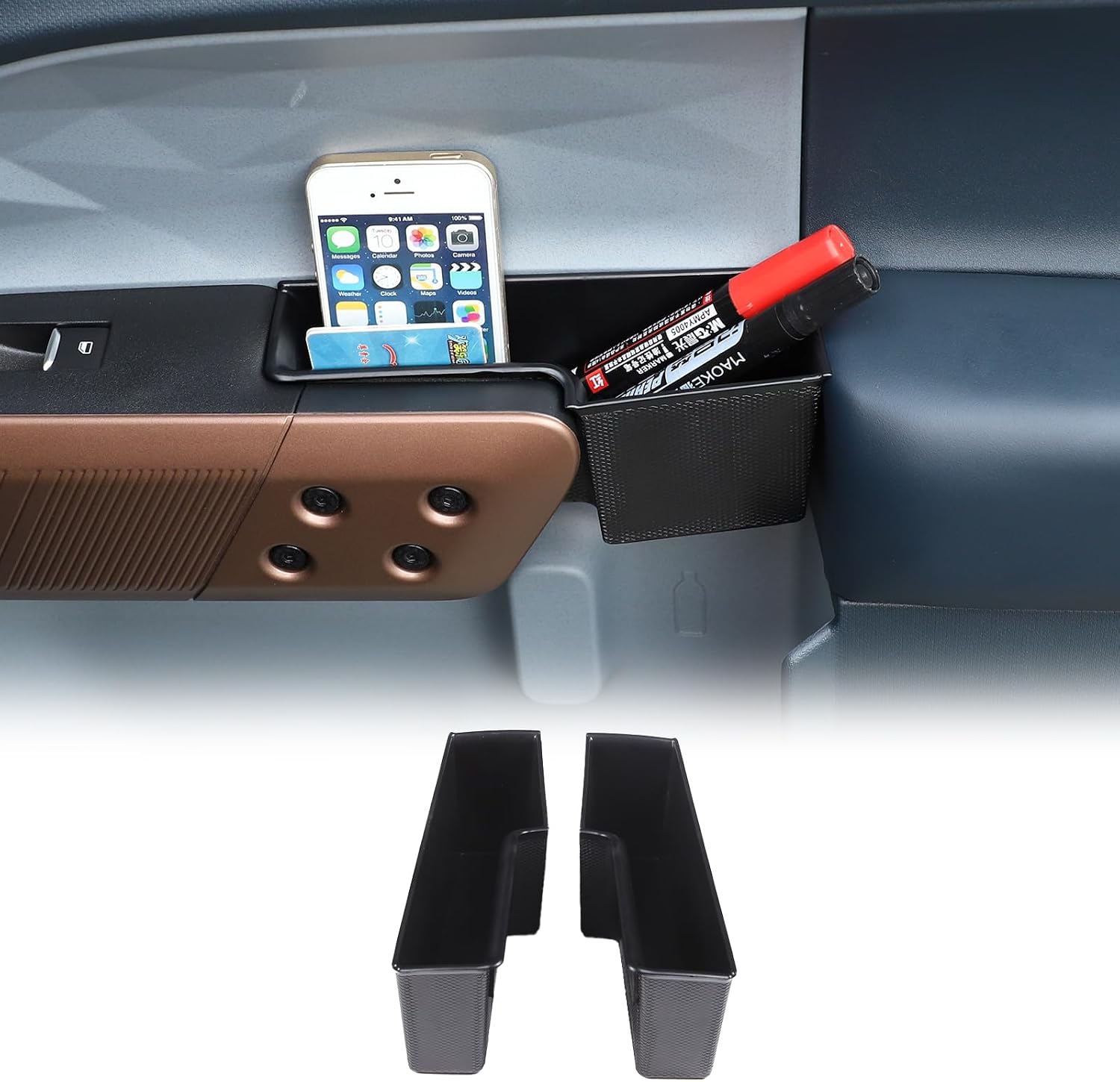 Daeiclru Car Door Side Storage Box Compatible with Ford Maverick 2022 2023, Front and Rear Door Side Armrest Phone Pocket Organizer Insert Glove Pallet 4PCS