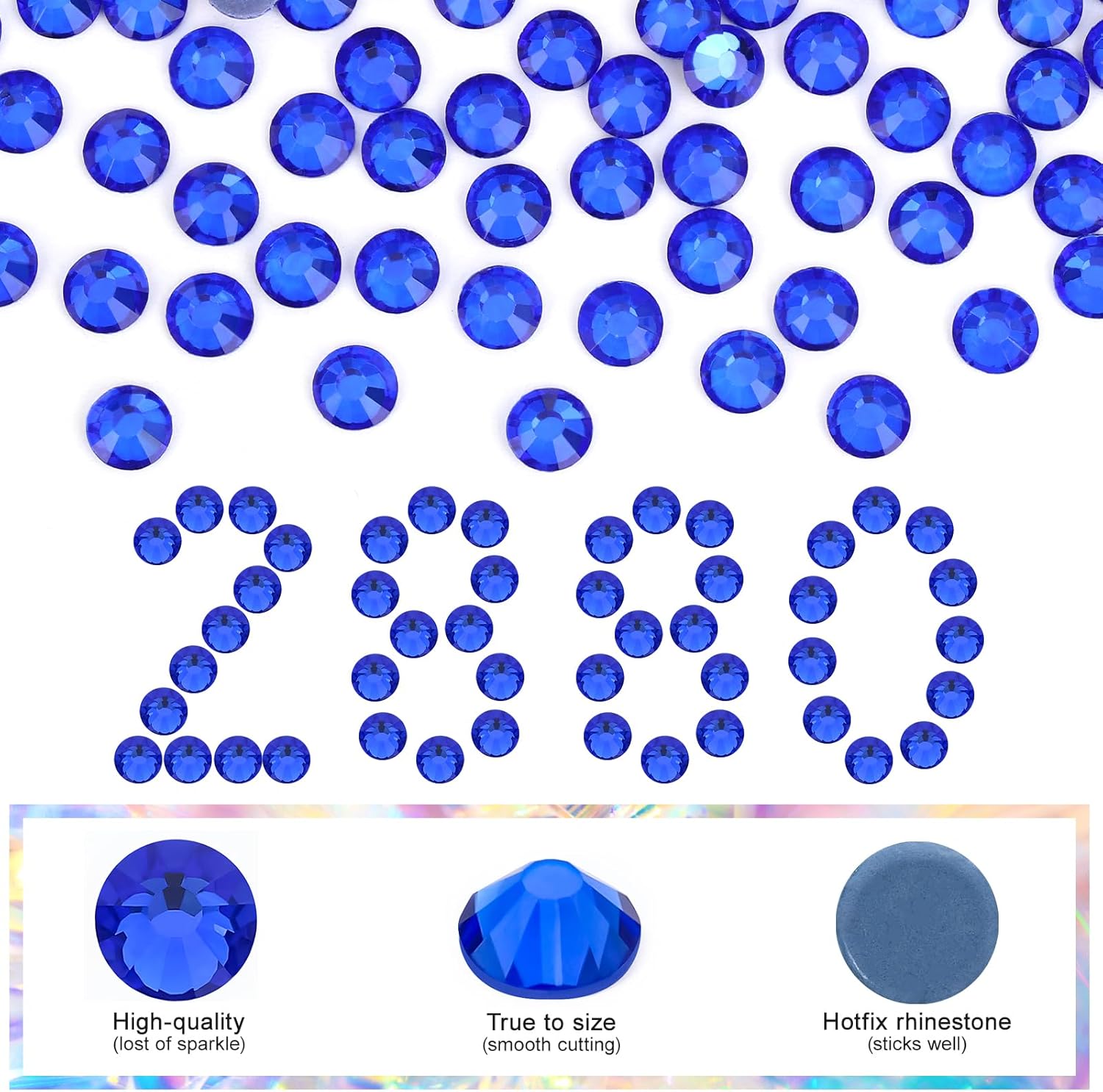 2880PCS Crystal Hotfix Rhinestones Bulk, Flatback Glass Hot Fix Rhinestones for Clothing, Crafts, DIY Decor Iron-On Rhinestone for Fabric(Sapphire SS30)