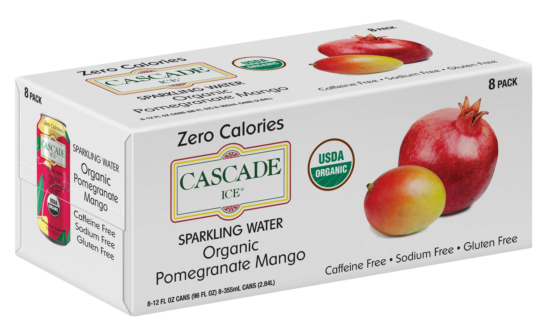 Cascade IcePomegranate Mango, 12 Fluid Ounce, Pack of 8USDA Organic