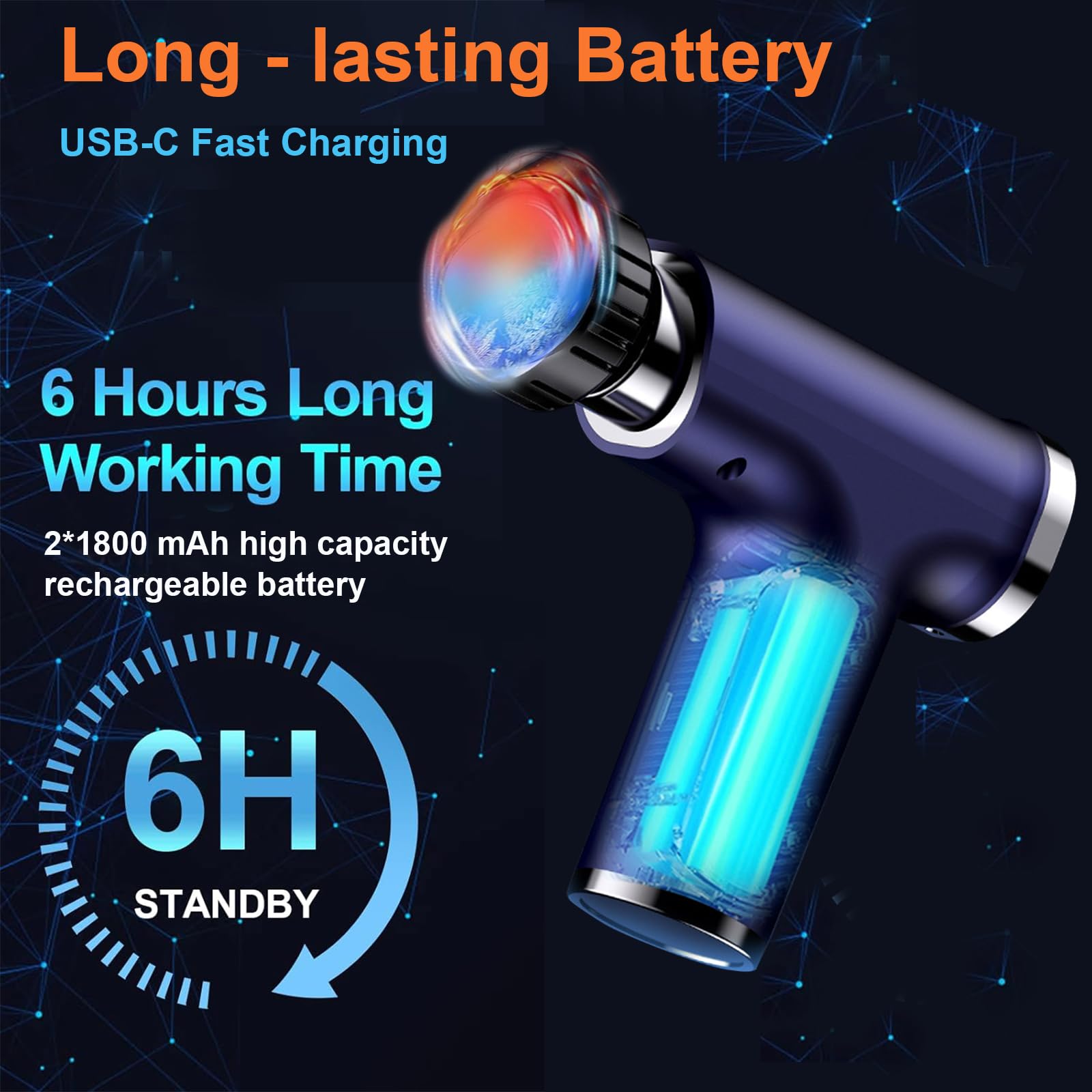 Massagepistole mit Wärmefunktion,mini Massage Gun Wärme und Kälte,3200U/min 13MM 9 Stufen 3600mAh Akku Elektrisches Handmassagegerät Faszien Tiefengewebe Tragbares für Nacken Rücken Körper Violett
