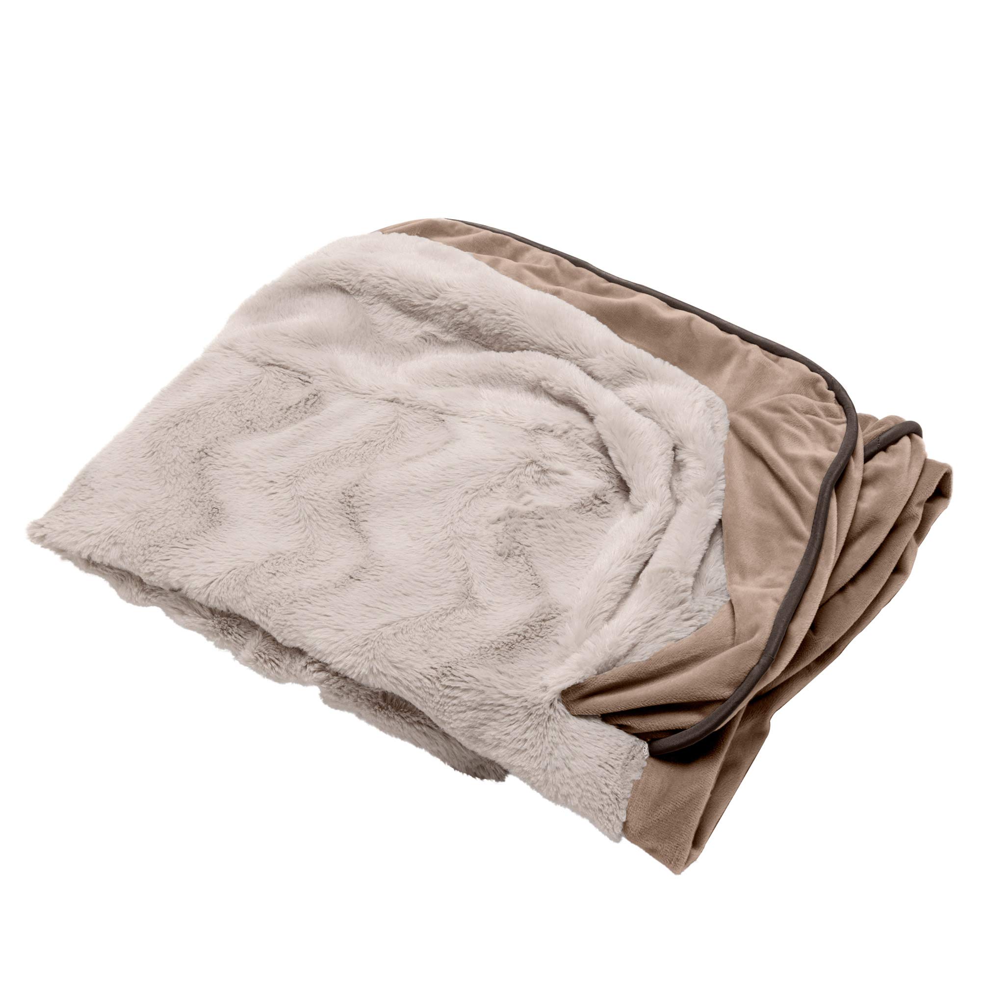 Furhaven Replacement Dog Bed Cover Perfect Comfort Plush & Velvet Waves Sofa-Style, Machine Washable - Brownstone, Jumbo Plus (Medium-20”x30” .
