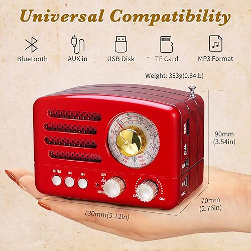 Miniatura 4 de PRUNUS Cute Karaoke Microphone for Kids Adults, J-160 Small Retro Vintage Radio with Bluetooth Speaker, Rechargeable Battery Operated