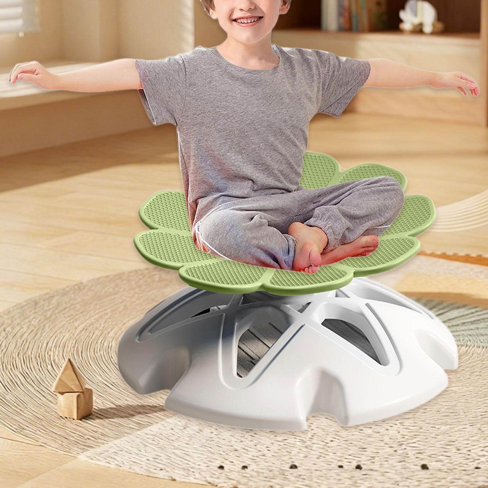 Drehstuhl für Kinder, Sensorischer Drehstuhl, Balance Spielzeug, Drehbarer Sitz, rutschfest für Kinder, GrÜn