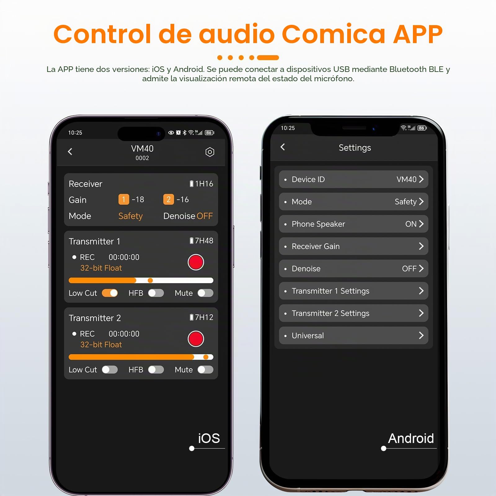 COMICA VM40 Inalámbrico Micrófono con Shotgun Mic, Grabación en Flotante de 32 bits, 32GB de Almacenamiento, Filtro de Corte Bajo, Micrófono para Cineastas, Entrevistas, Reporteros(Combo)