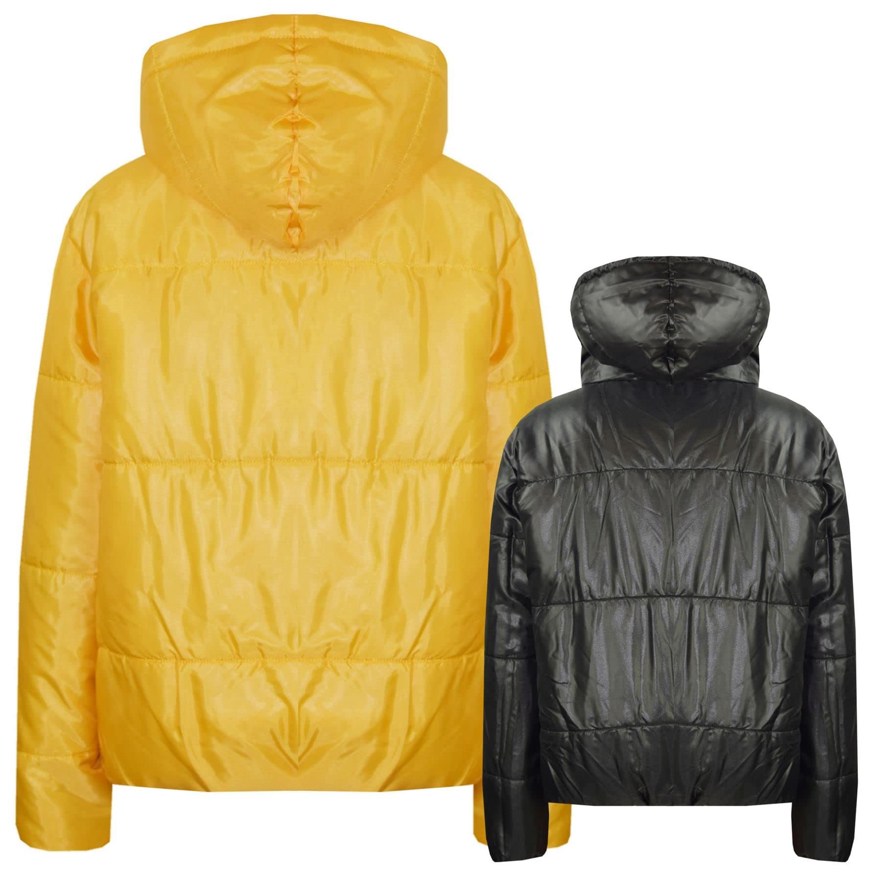 A2Z 4 Kids Dziewczyny Chłopcy Kurtka Dwustronna, Krótka, Z Kapturem, Wyściełana Podszewką Kurtki Puchowe - Reversible Jacket 492 Mustard 11-12.