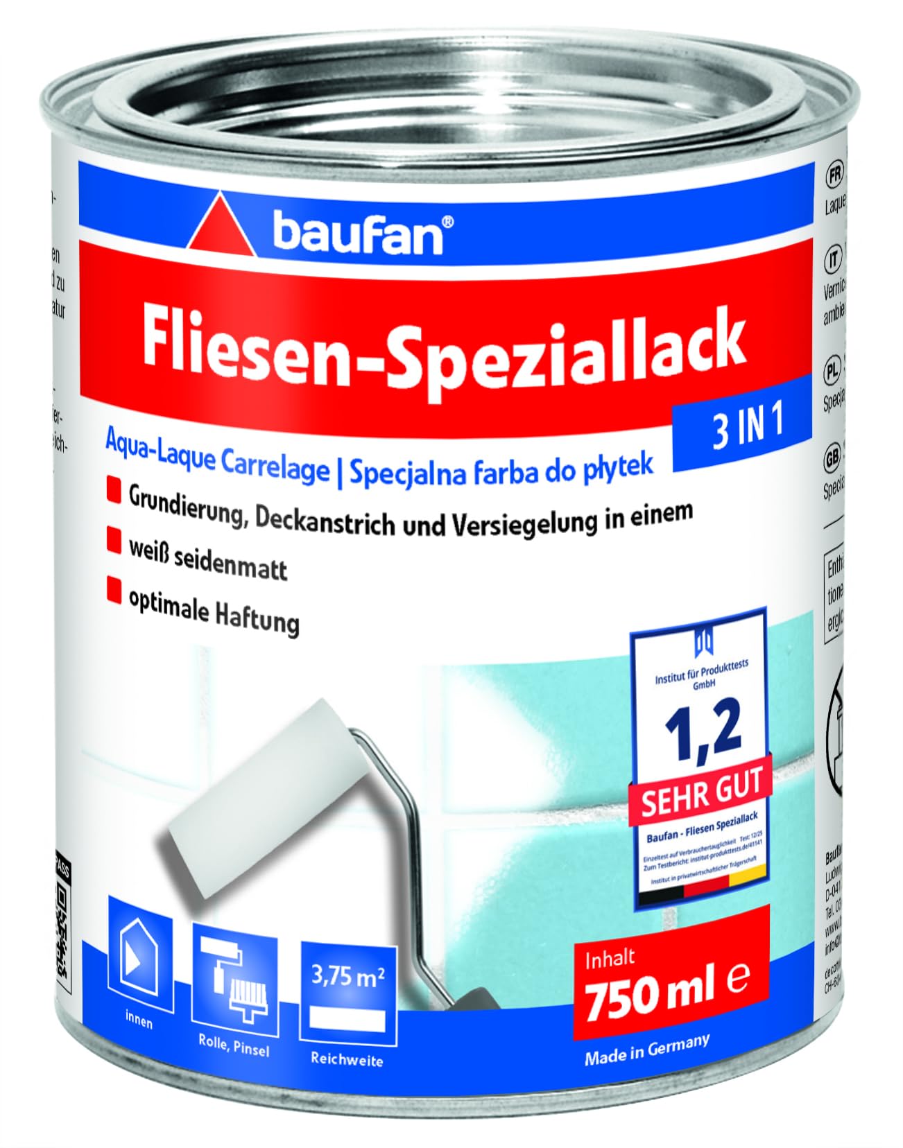 Baufan Fliesen-Speziallack 3 in 1 weiß seidenmatt