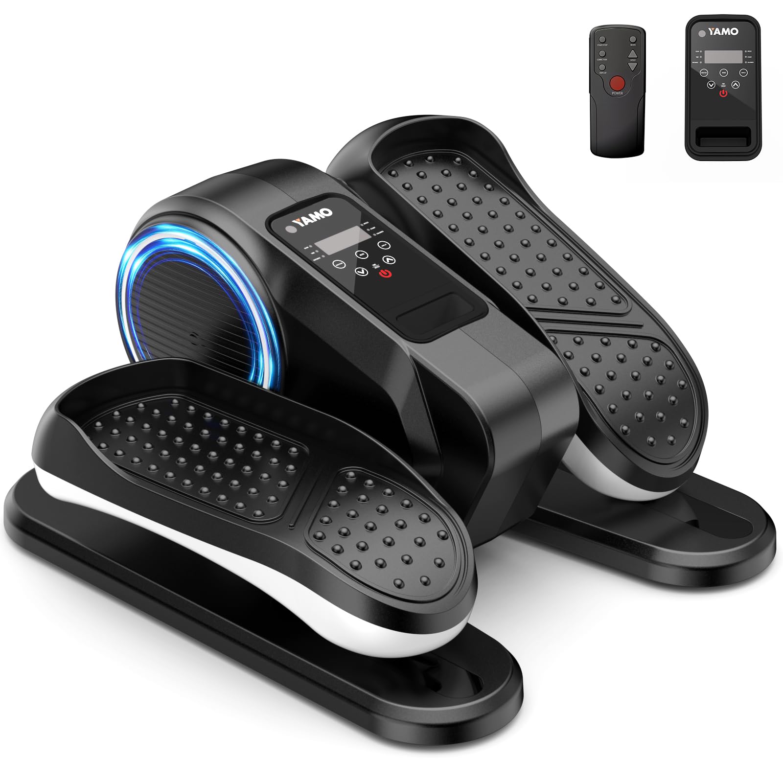 YAMO Mini Elíptica Eléctrica, Máquina Elíptica para Debajo del Escritorio con Pantalla LED y Control Remoto, 12 Velocidades, Elíptica Doméstica Silenciosa y Portátil para Mayores y Adultos