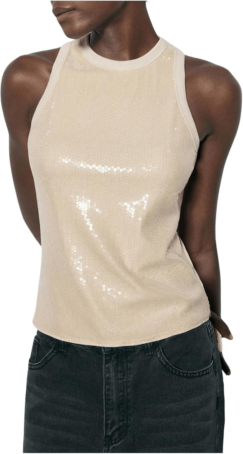 Milumia Women's Sequin Tank Top Round Neck Sleeveless Party Club Rave Tops - Image 4