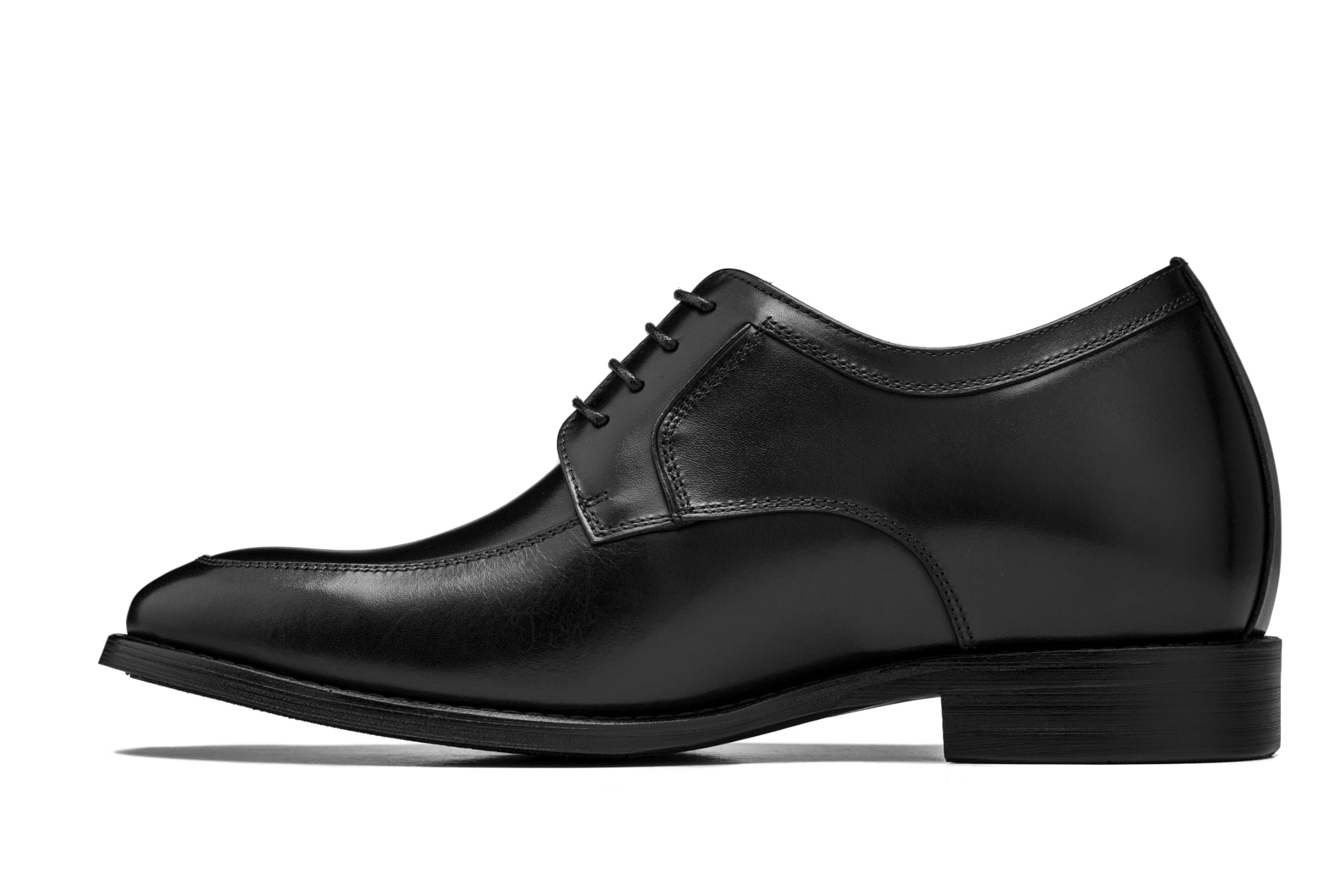 CALTO Men's Invisible Height Increasing Elevator Shoes - Premium Leather Lace-up Round-Toe Formal Derby Oxfords - 2.8 Inches Taller