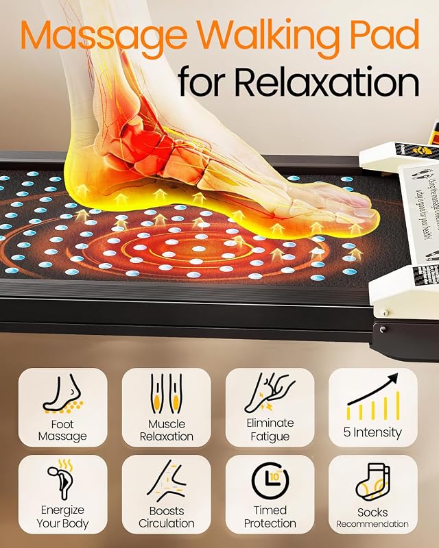 AKLUER Walking Pad with Incline - Dual-Sided 2 in 1 Under Desk Treadmill with Shiatsu Foot Massager, 330LBs Walking Pad Treadmills for Home and Office, LED Display and Remote Control image 3