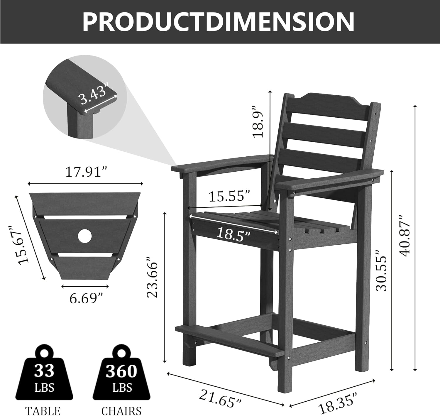 OTSUN Adirondack Chairs Set of 2, HDPE All-Weather Patio Chair, Plastic Lawn Chair 380 lbs Capacity, Outdoor Chairs for Fire Pit, Yard, Porch, Garden, Deck, Swimming Pool, Light Blue
