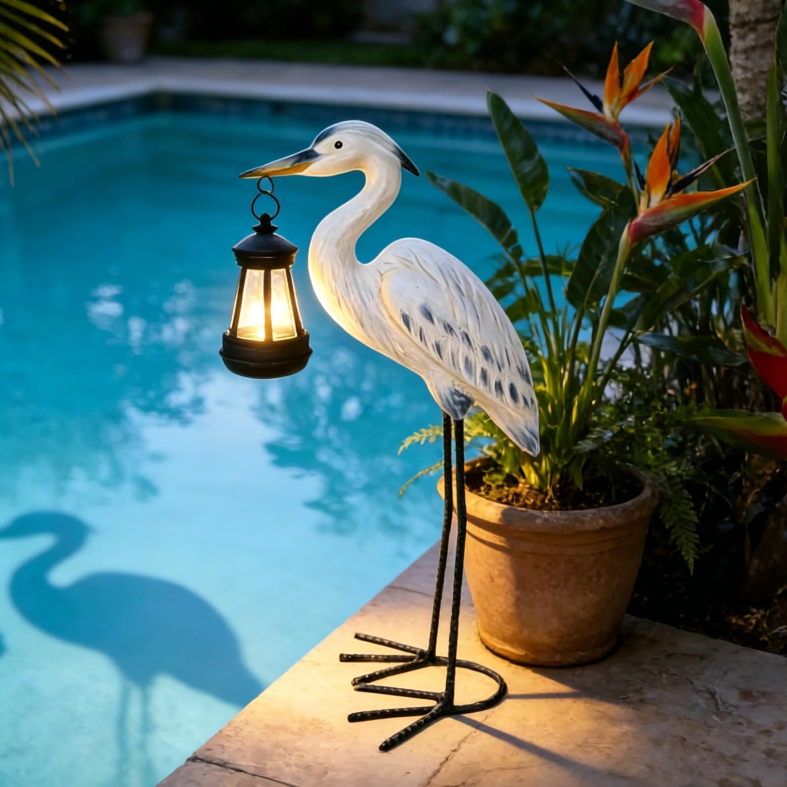 Statue de jardin héron solaire DiliComing pour sublimer votre étang