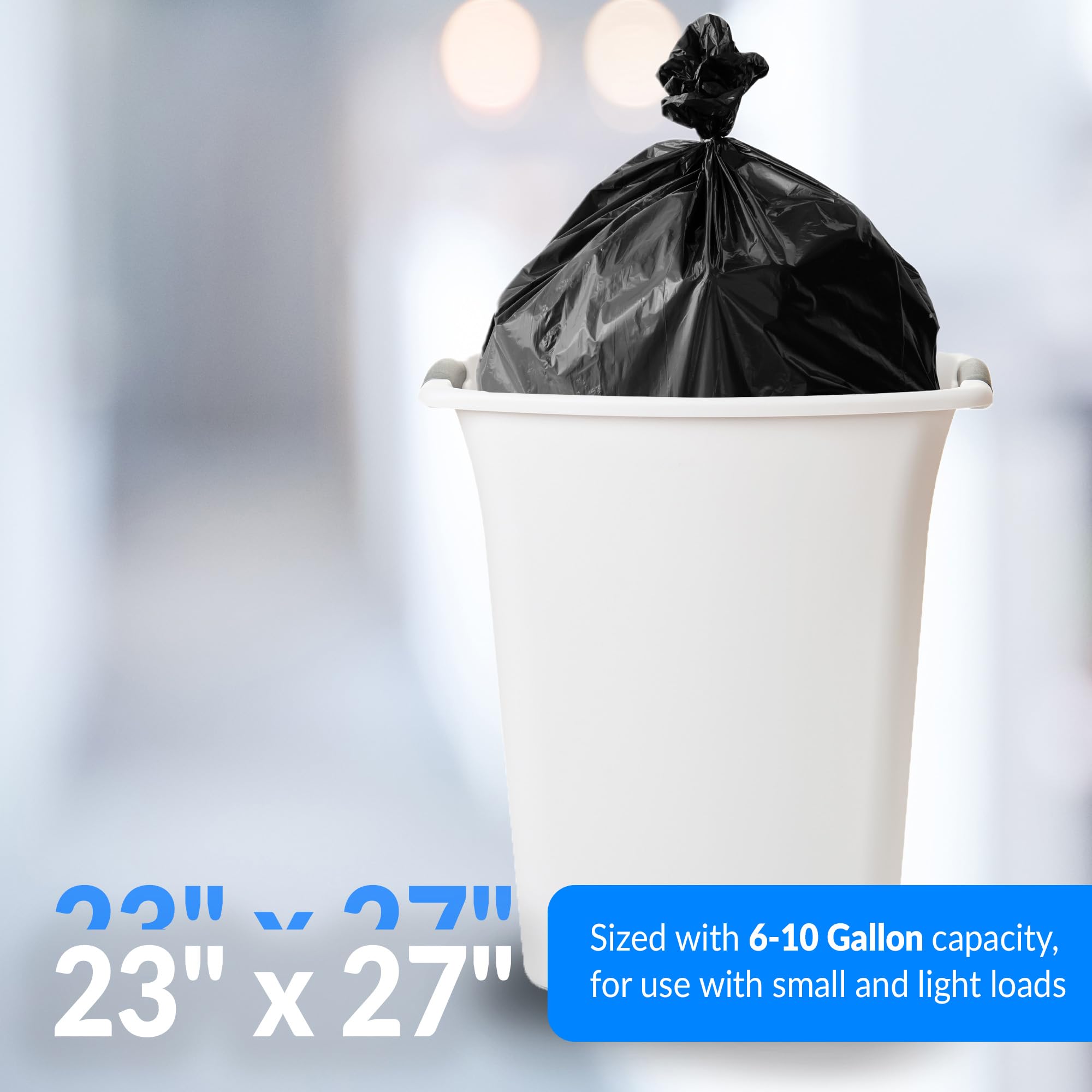 Reli. Bolsas de basura, 6 – 10 galones (al por mayor 1000 cuentas) – Sello de estrella de alta densidad rollos (negro) – bolsas de basura, bolsas de basura con capacidad de 6 galones a 10 galones