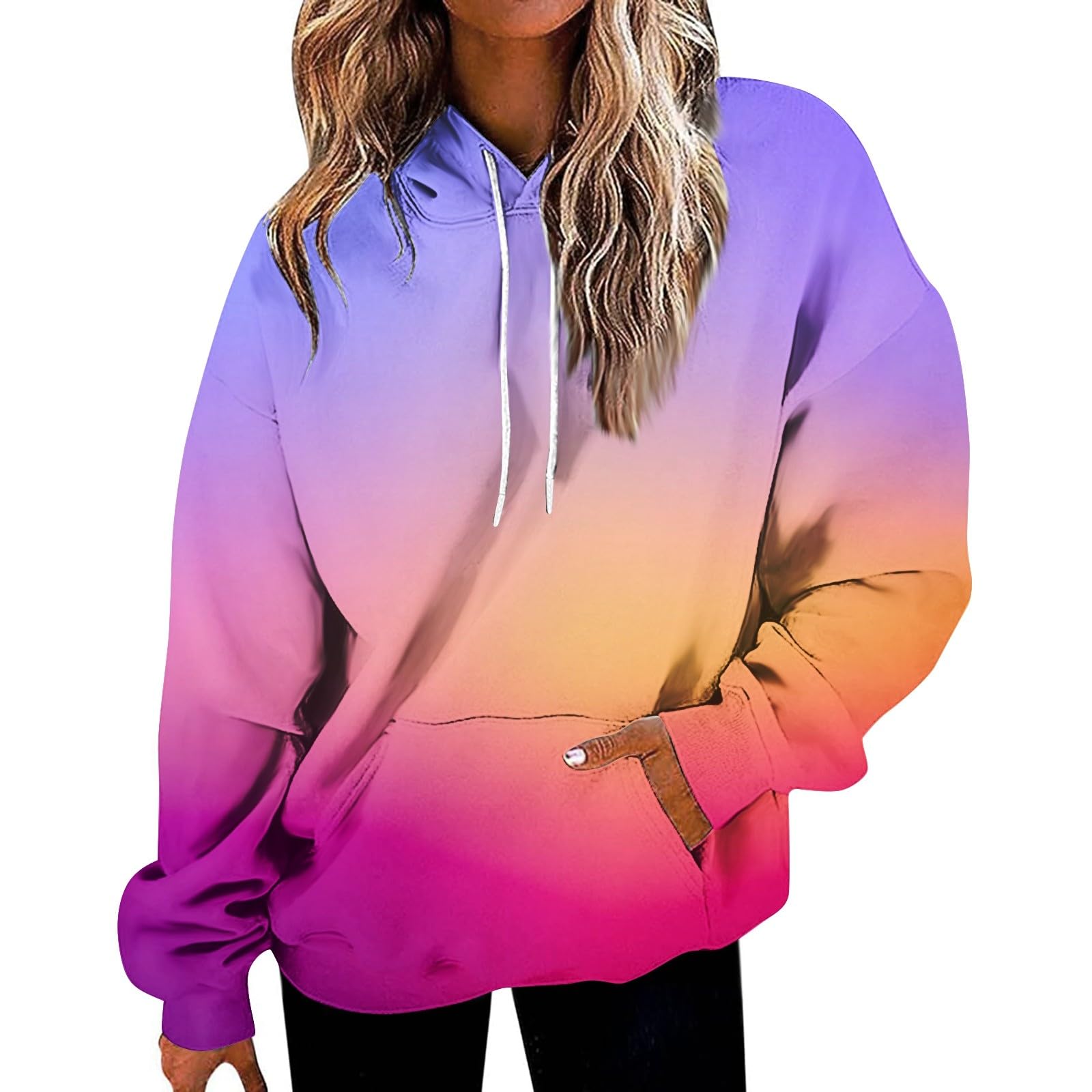 Hoodies for Women Tie Dye Oversized Sweatshirt Plus Size Loose Fit Cute Hoodie Drawstring Fall Pullover with Pocket Sweatshirts for Women Loose Fit Womens Oversized Hoodie 2025 Light Purple X-Large