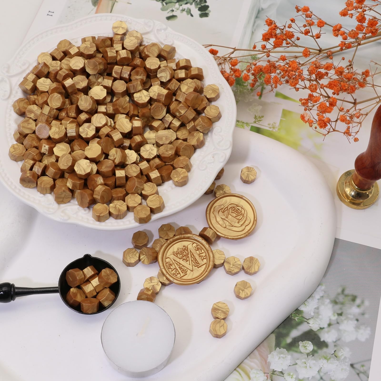 Cuentas de cera blanca sellada, 600 cuentas blancas de cera blanca, 600 cuentas de sellado de cera blanca para sellos de cera, kit de cuentas de sello de cera, perfecto para invitaciones de boda,