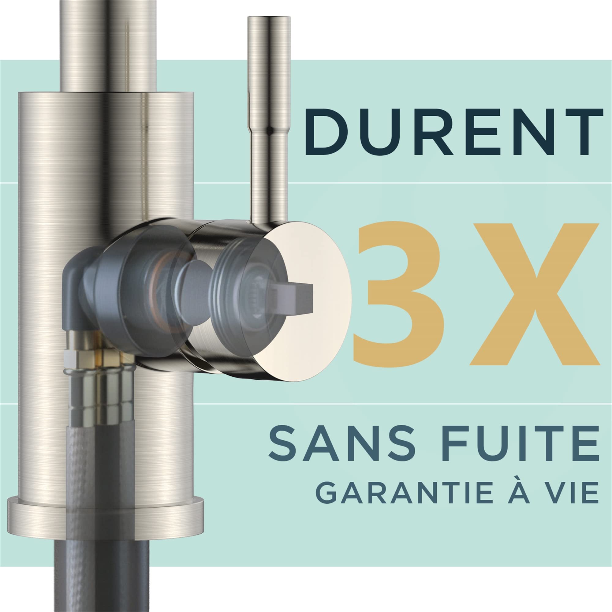 FORIOUS Robinet Cuisine Douchette Extractible 360° Acier Inoxydable 2 Modes Pulvérisation Froid & Chaud