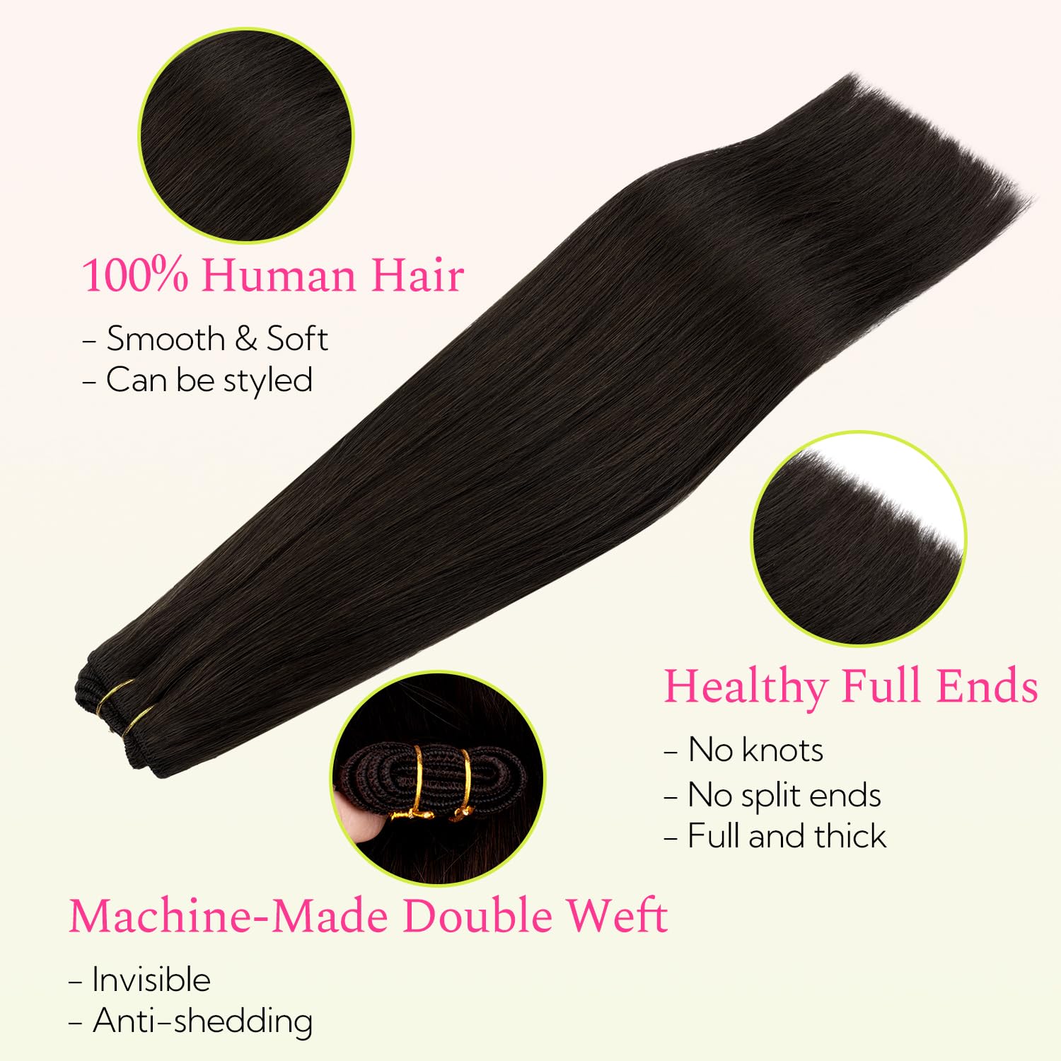 Hotbanana Tressen Extensions Echthaar, Dunkel Braun Remy Weft Extensions Echthaar Weft Haarverlängerung Sew in Hair Extensions 60cm 120g | 120 g #2 Dunkelbraun, doppelte Tressen, für mehr Volumen, zum Einnähen für Partys, Hochzeiten