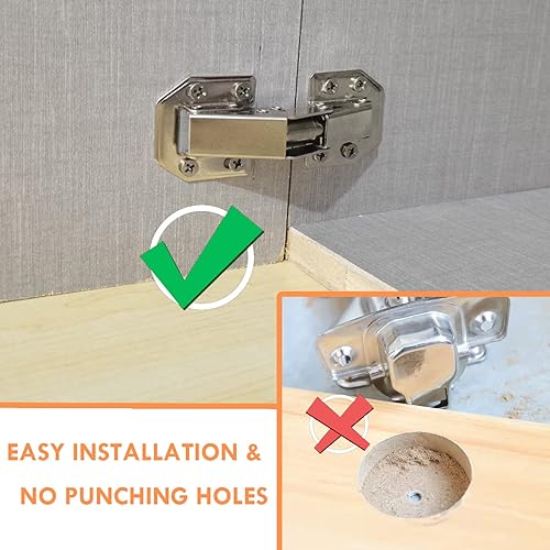 Miniatura 2 de Betki - Juego de 4 bisagras de gabinete de 4 pulgadas, cierre automático de 90 grados, acero niquelado, estilo moderno/contemporáneo, fácil