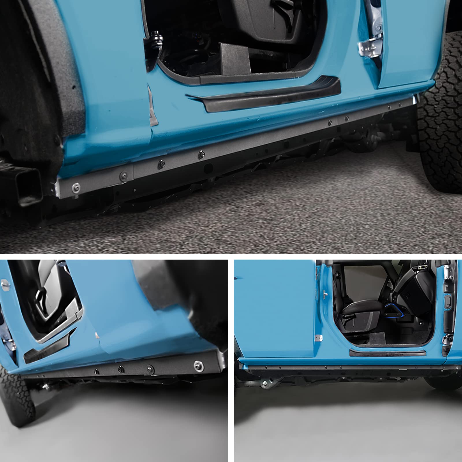 Klutchtech Bronco Rocker Panels Guard Pinch Weld Cover Side Skirts Compatible with Ford Bronco Accessories 2021 2022 2023 6th Gen.4-Door