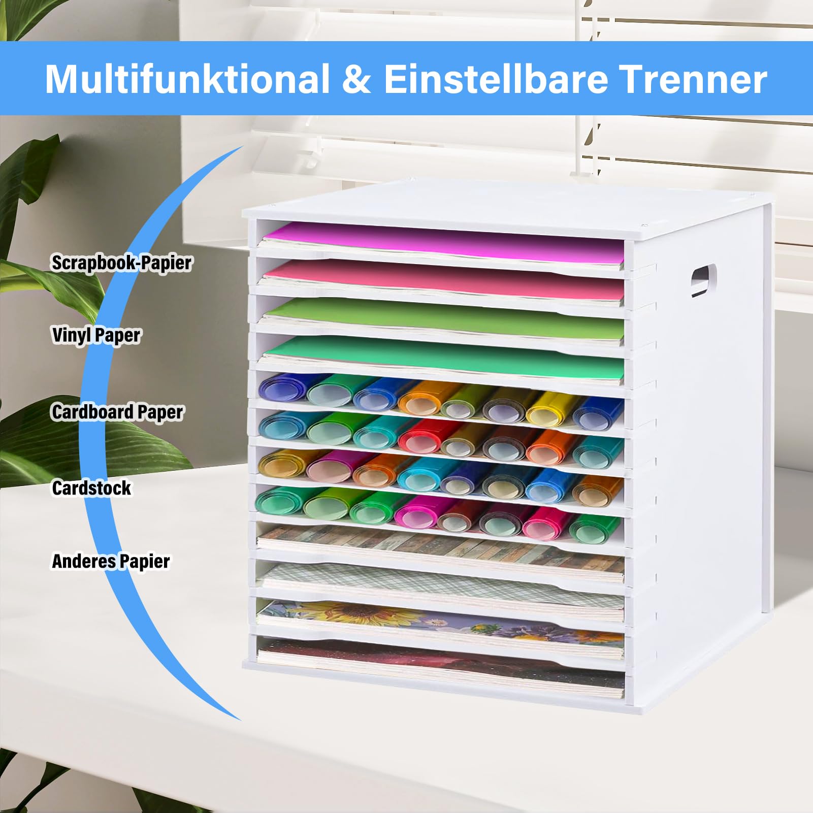 Scrapbook-Papierorganizer, 12-Ebenen Aktenordner-Aufbewahrungsmappe für Größen 12 x 12''(30.5 x 30.5cm), Schreibtisch-Scrapbooking-Papierrack,Geeignet für Heimbüro, Scrapbooking-Aufbewahrung