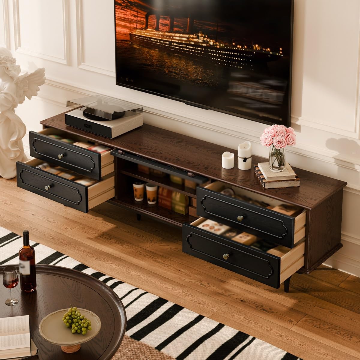 TV-Konsole, Entertainment-Center TV-Schrank, Retro-Aufbewahrung, Holzaufbewahrung, for Zuhause, Wohnzimmer, Wandschrank TV-Ständer fürs Wohnzimmer