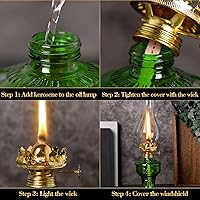 Vista 4 de 2 lámparas de aceite de cámara para uso en interiores, lámpara vintage de queroseno, linterna rústica de queroseno de huracán con mecha de fuego