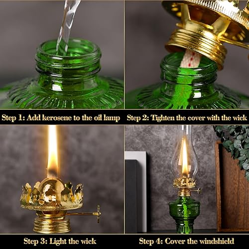 Miniatura 4 de 2 lámparas de aceite de cámara para uso en interiores, lámpara vintage de queroseno, linterna rústica de queroseno de huracán con mecha de fuego