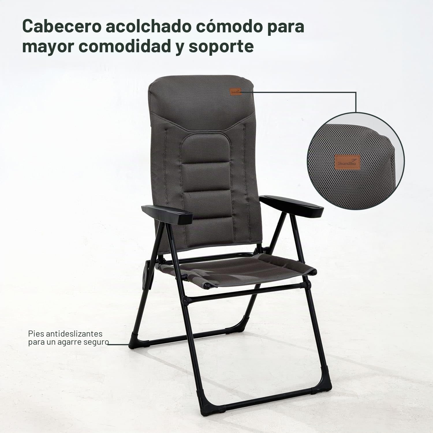 skandika Silla con Respaldo Alto Kvist | Silla de Camping Plegable, Individual/Juego de 2, Silla de Aluminio y Acero, Respaldo Ajustable en 4 Posiciones, Capacidad de Carga de 150 kg (Individual)