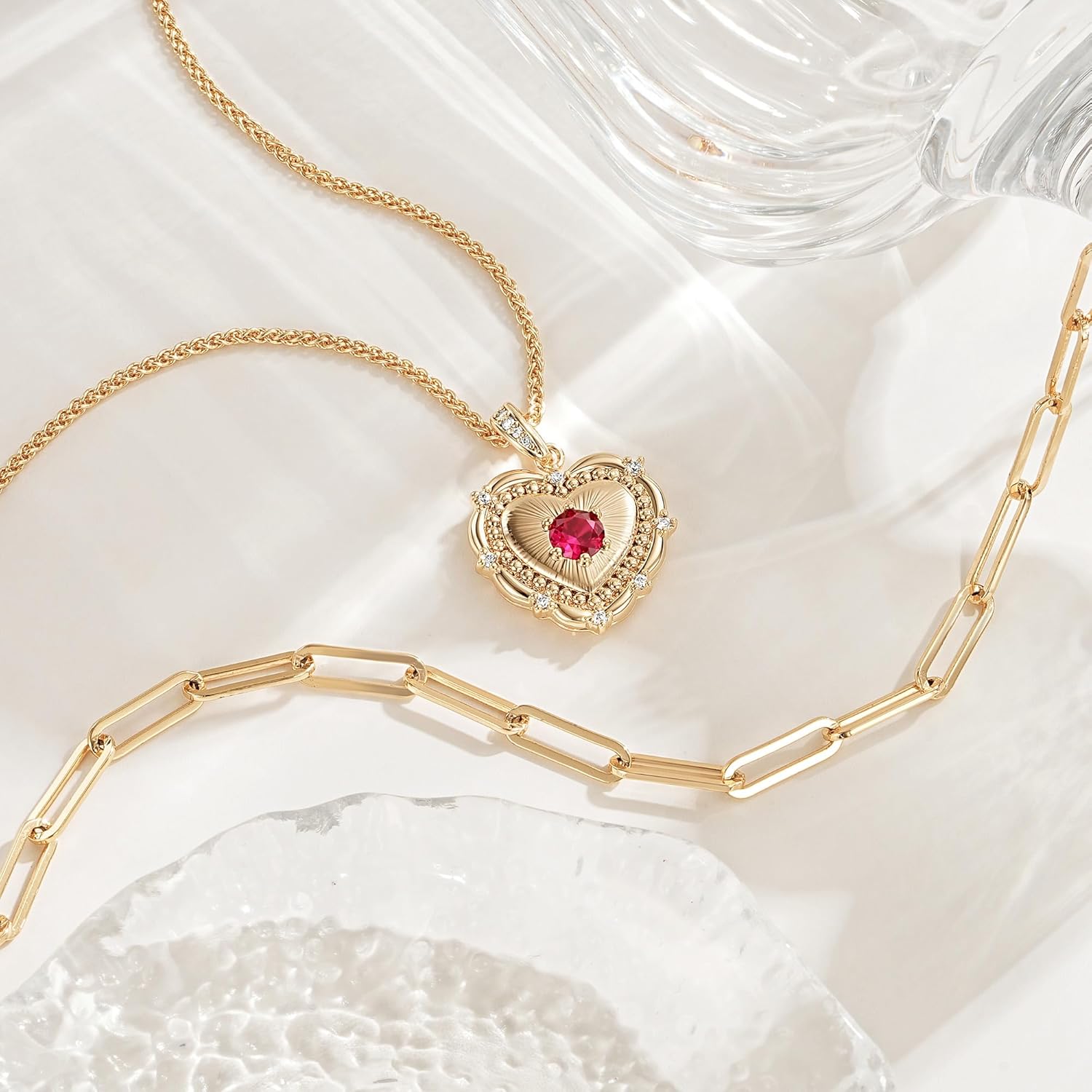 MEVECCO Woman Layered Heart Necklace for Women 18K Gold Plated Dainty Gold Charm Choker Layering Necklace Stack Minimalist Handmade Jewelry Set Gift - Image 6