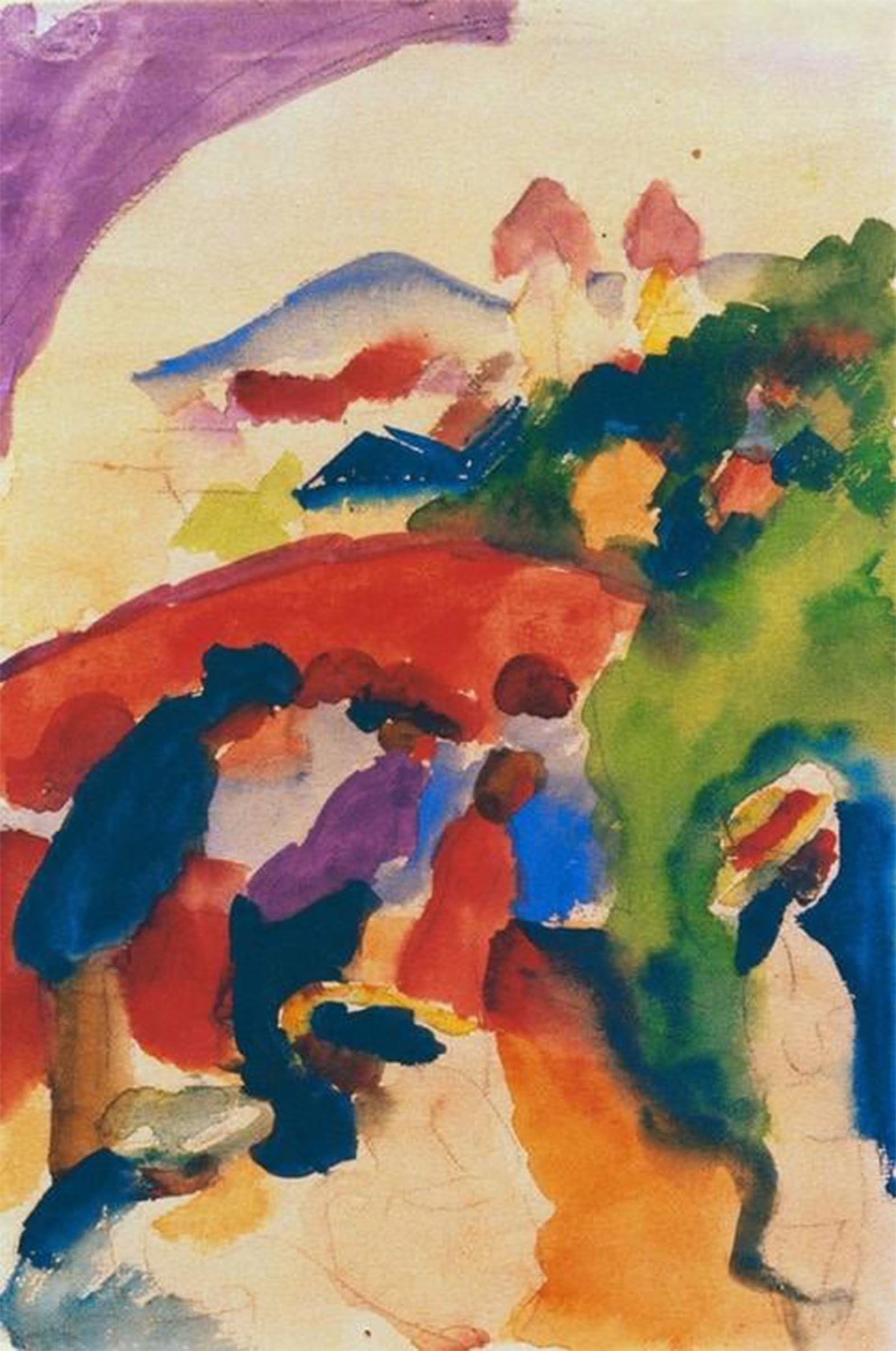 Cuadro Cochecito con City August Macke Decoración de Salón Moderno 5