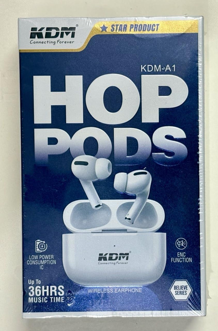 KDM A1 HopPods Bluetooth 5.4 Wireless Earbuds, 36 Hours Total Playtime with Case, 5H Single Charge, ENC Noise Cancellation, Touch Control, Type-C Charging, Voice Assistant, White-image-22