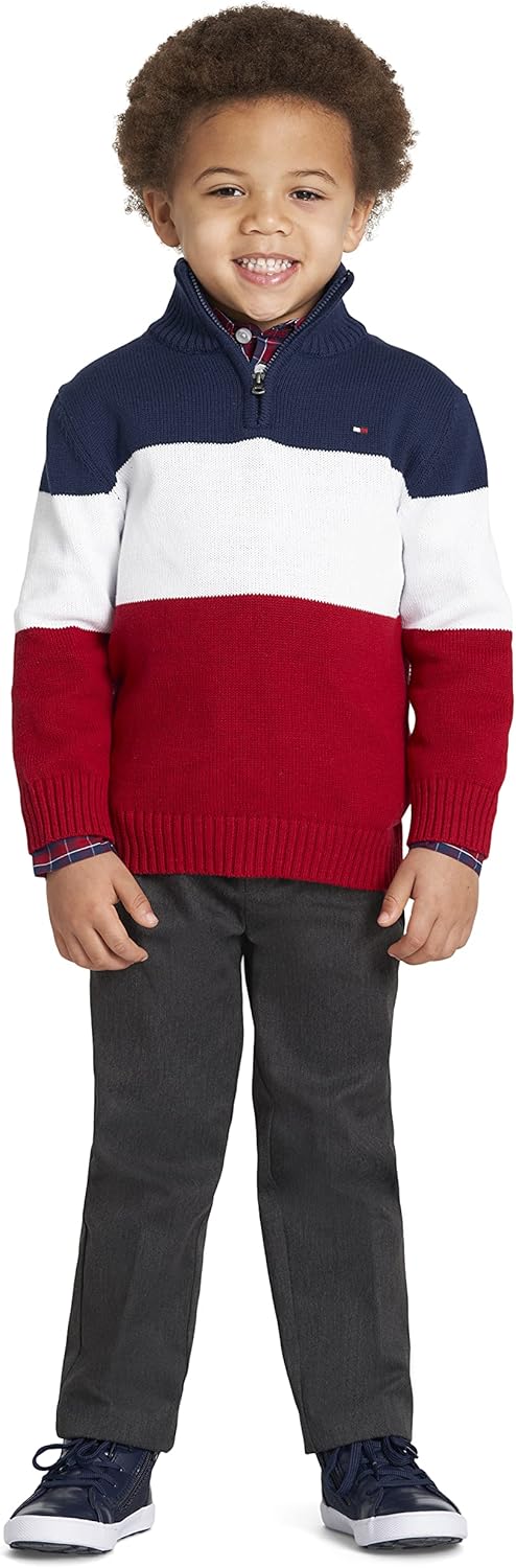 Tommy Hilfiger Boys' 3-Piece Pullover Sweater, Long Sleeve Dress Shirt, and Pants Set : Clothing, Shoes & Jewelry