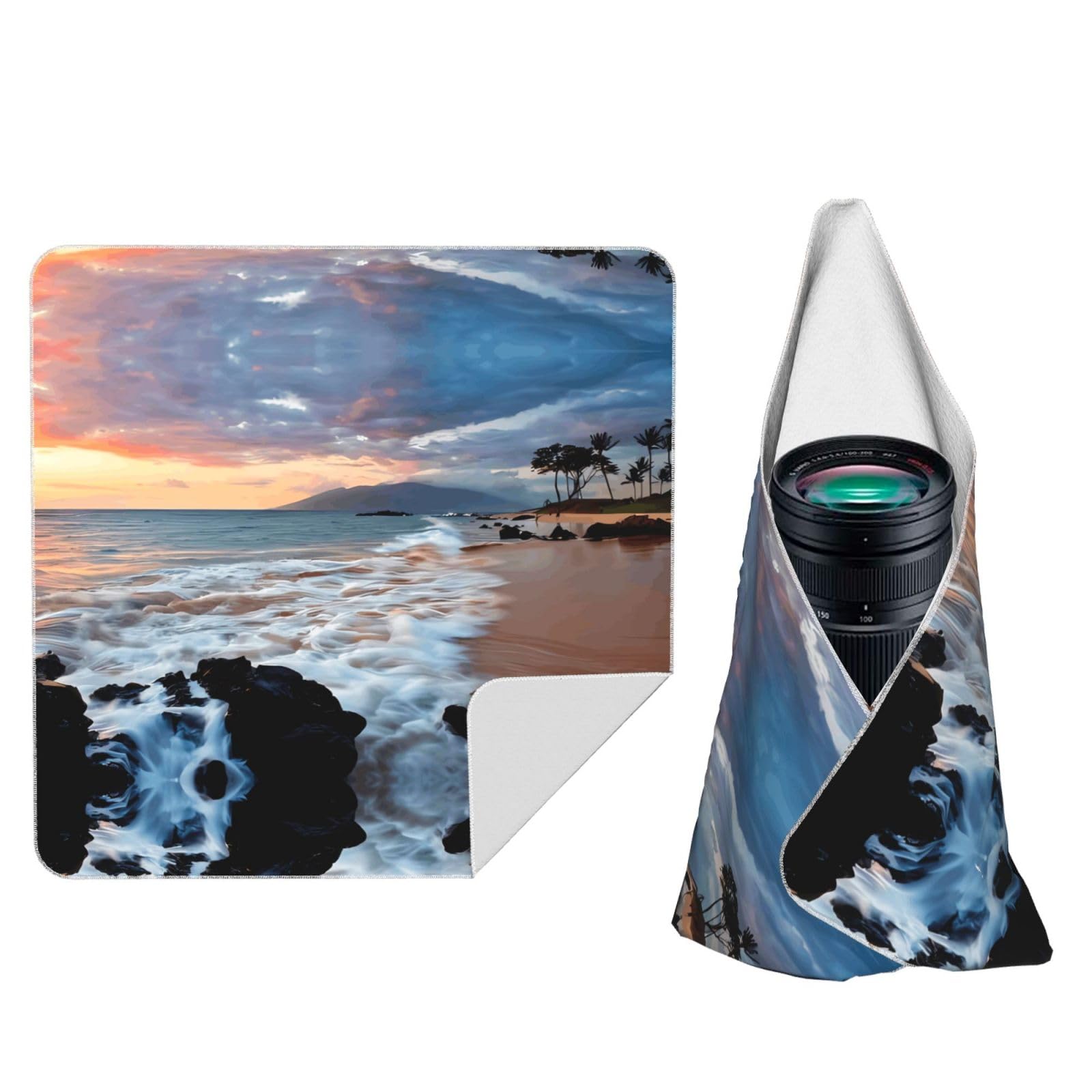 ZhaoYuGoods Beach Maui Hawaii Sunset Sea Waves Clouds Camera Wrap Cloth