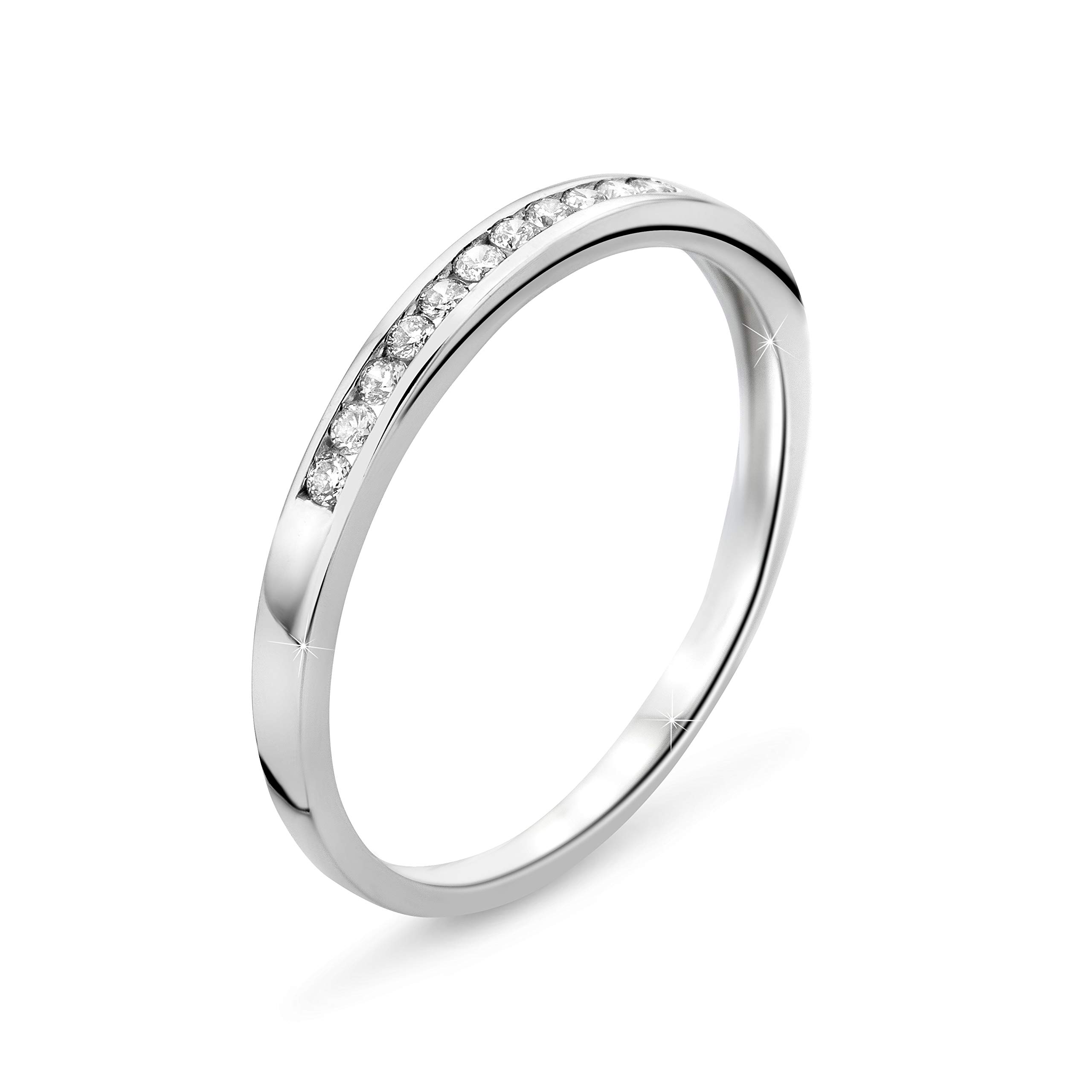 Orovi anillo de mujer compromiso/aniversario 0.10 Quilates diamantes en oro blanco 9 kilates ley 375